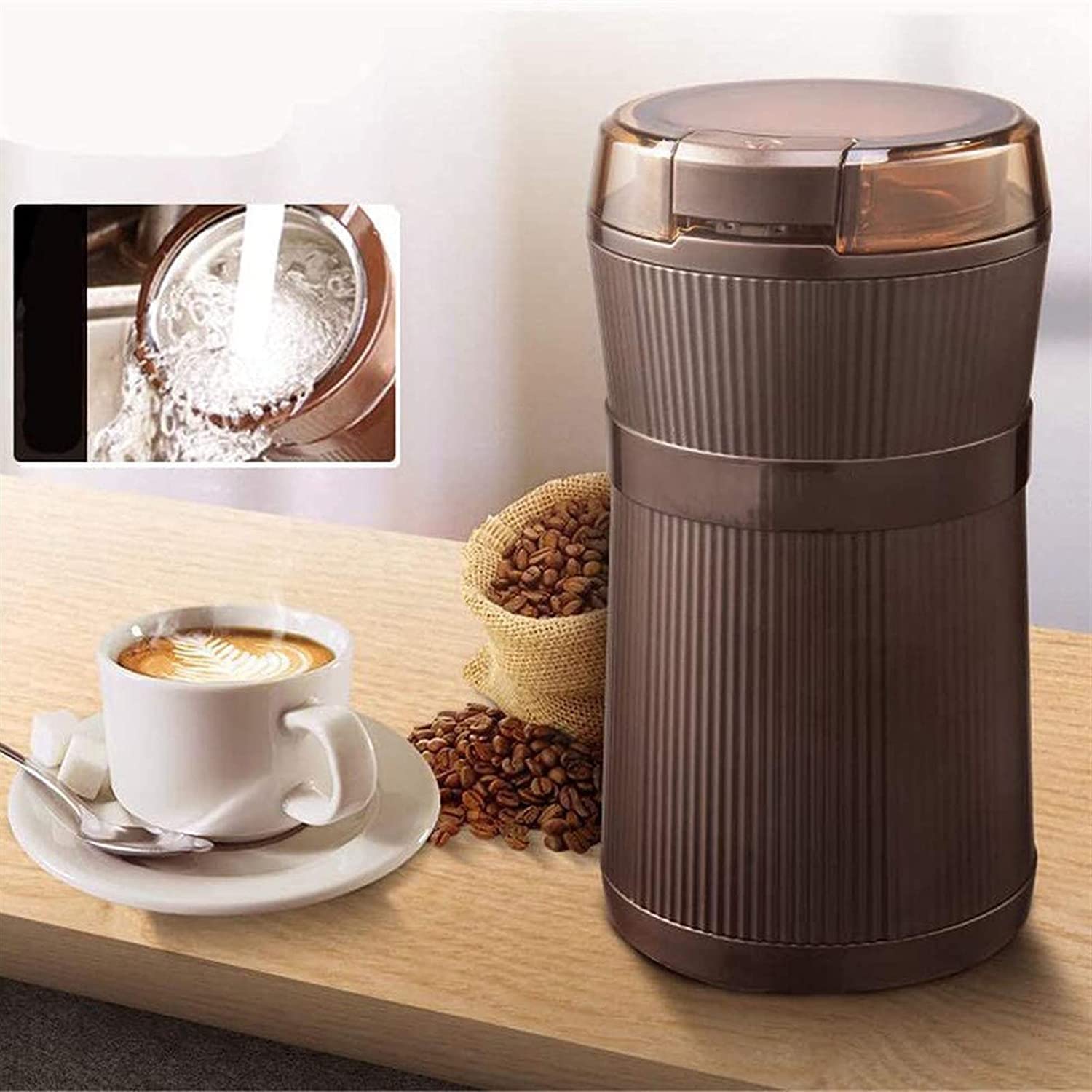Premium Electric Coffee Grinder for Beans & Spices - Stainless Steel Blade & Bowl - Quiet Operation - Adjustable Coarse to Fine Grind - Perfect for Home, Office & Coffee Shops