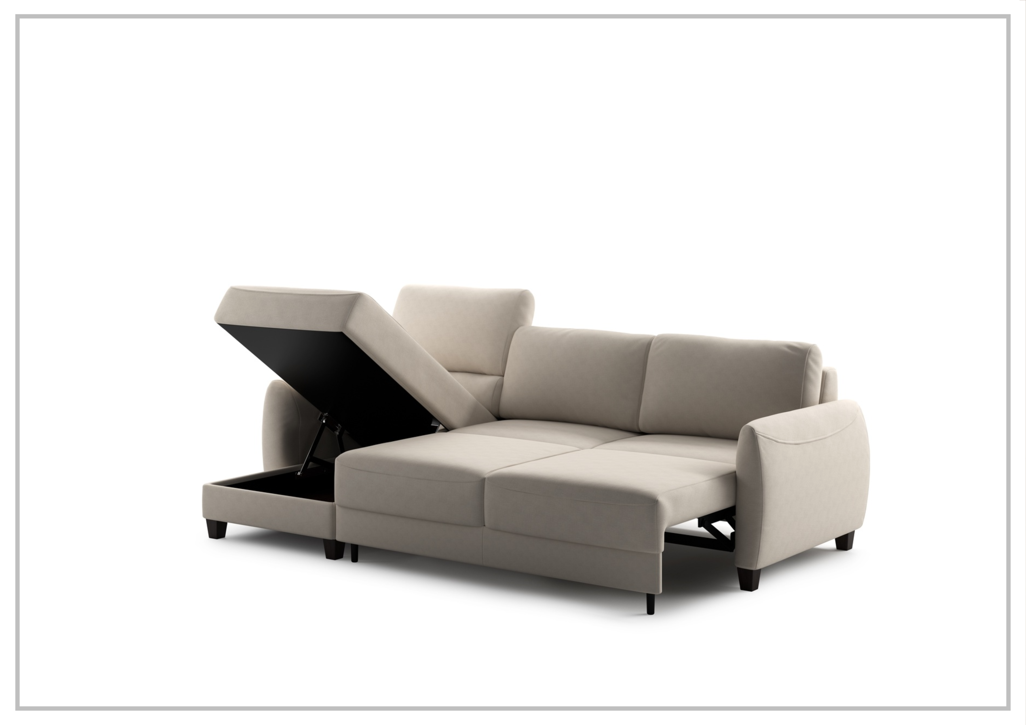 Luonto Delta 3-Seater Fabric Full XL Sectional Sofa Sleeper with Reversible Chaise - Modern Living Room Furniture for Small Spaces, Comfortable Sleeper Sofa for Guests, Perfect for Apartments and Cozy Homes