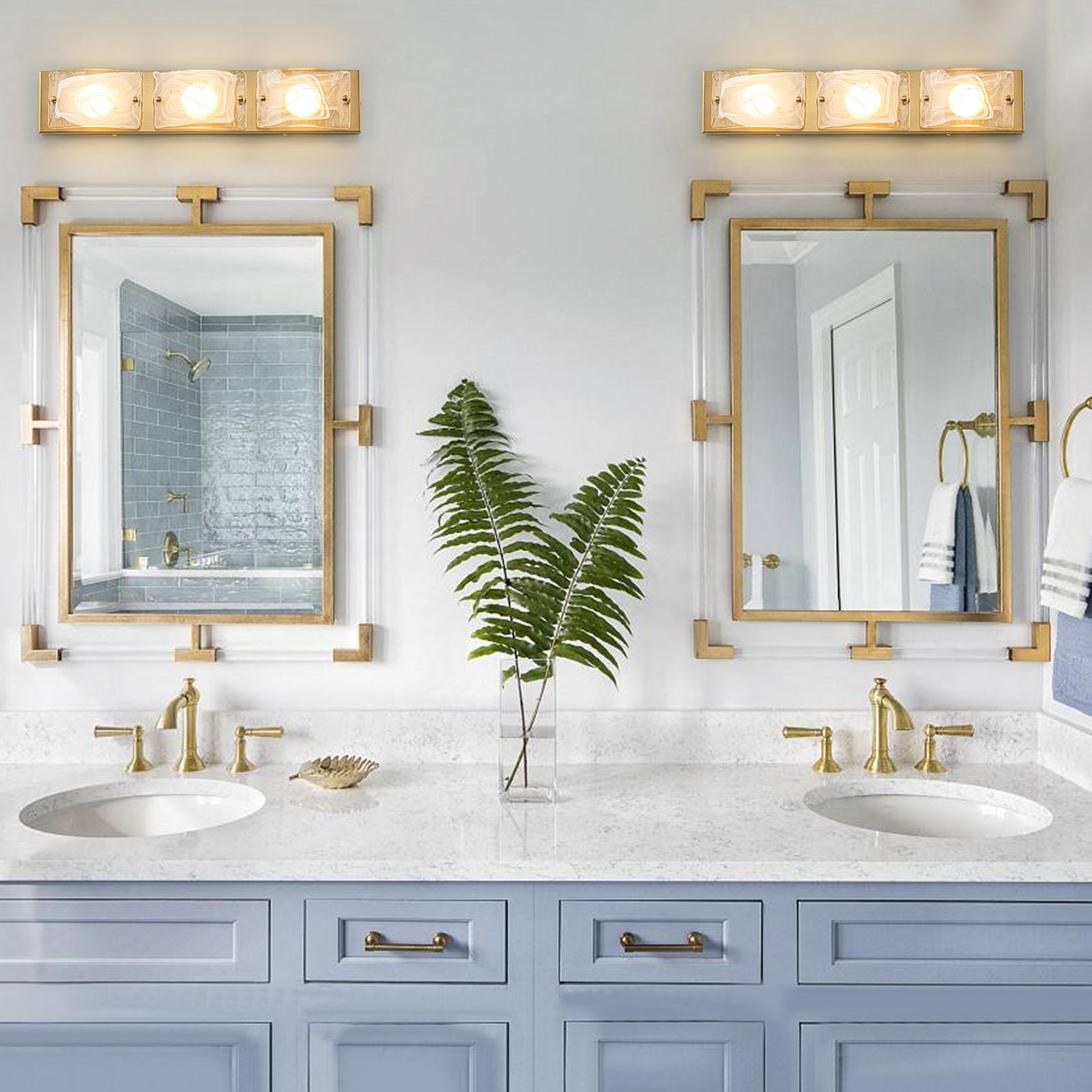 Glowlings 3/4 Light Modern LED Cloud Glass Bathroom Vanity Light - Dimmable DIP Technology for Bedroom, Powder Room & Spa-Like Bathroom Lighting