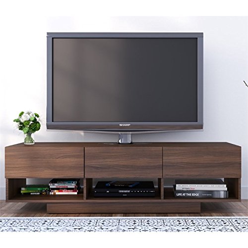 Allora 60 Inch 3-Drawer Walnut TV Stand with Storage - Perfect for Living Room, Bedroom & Home Theater Setup