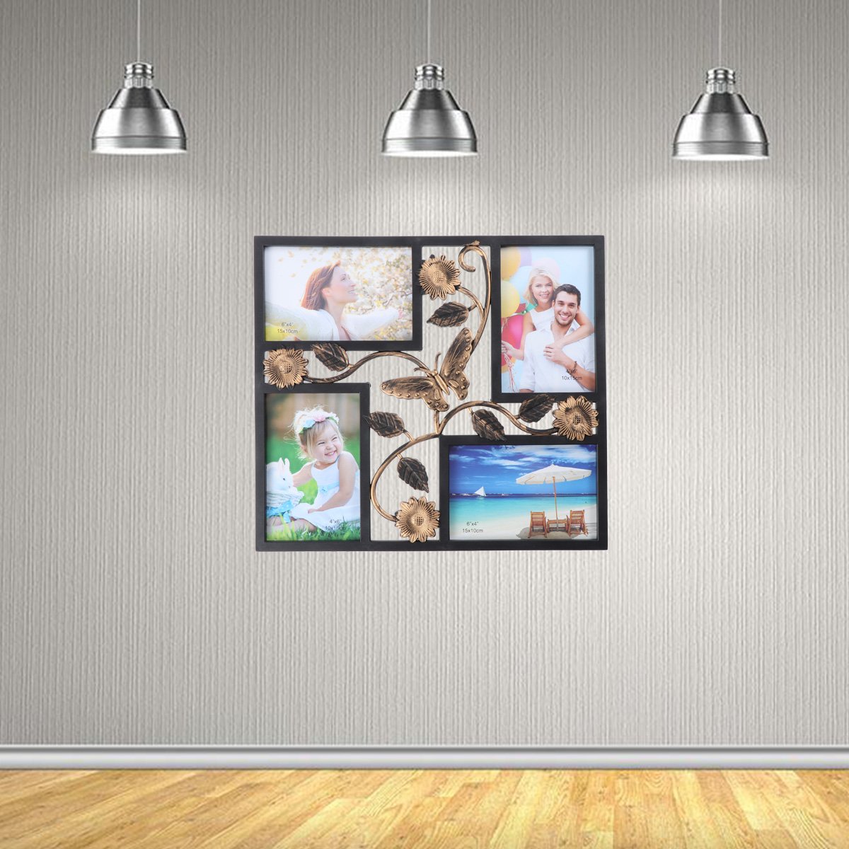 ARTIBETTER 4-Piece Family Photo Frame Set - Wooden Wall Collage Picture Frame for Home Decor, Perfect for Living Room, Bedroom & Office Display (Combination Pansies Design)