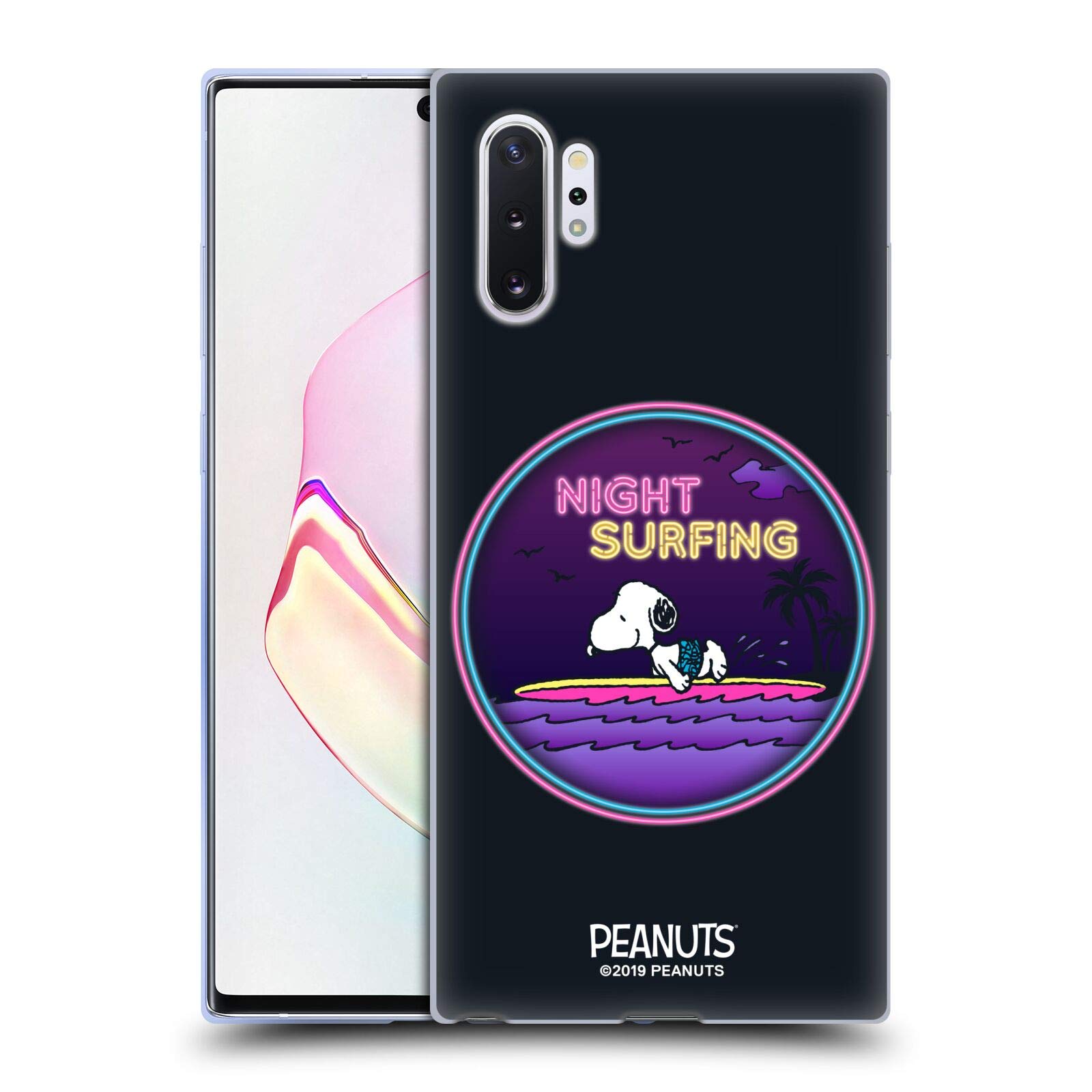 Official Peanuts Night Surfer Snoopy Aloha Disco Soft Gel Case for Samsung Galaxy Note10+ | Durable Protection & Stylish Design for Everyday Use & Travel