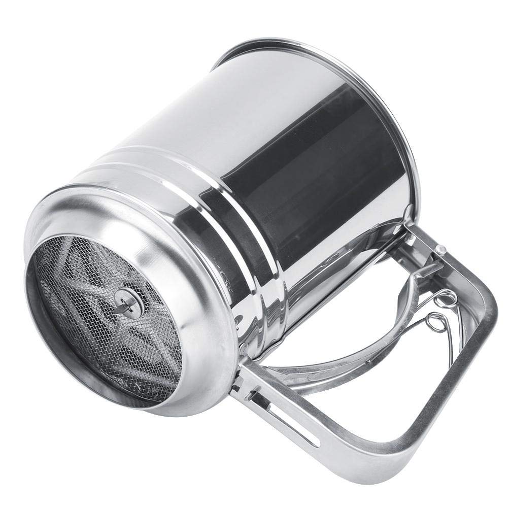 Premium Stainless Steel Powder Sifter - Double Layer Fine Mesh Flour Sugar Spice Sieve for Baking | Handheld Kitchen Strainer for Cake Decorating, Cookie Making & Cooking Essentials