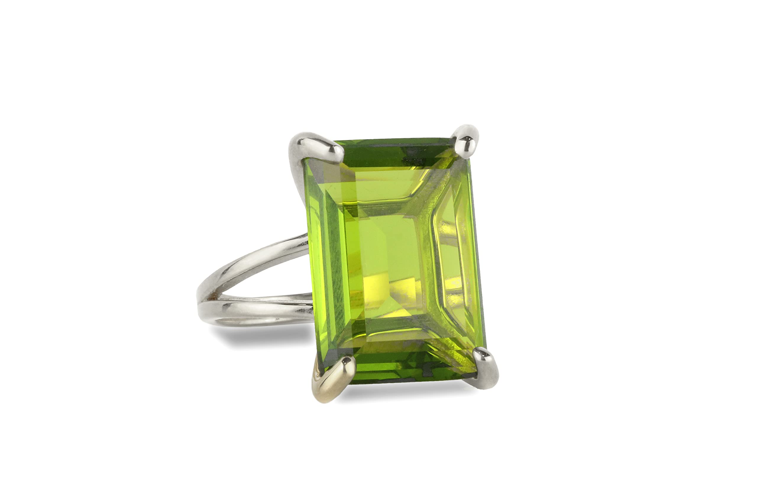 925 Sterling Silver Peridot Ring in Four-Prong Setting - Anemone Jewelry Boho & Formal Rings for Women - Perfect for Everyday Wear, Special Occasions & Gifts - Comes with Jewelry Box (Ideal for Birthdays, Anniversaries, Valentine's Day & Casual Outfits)