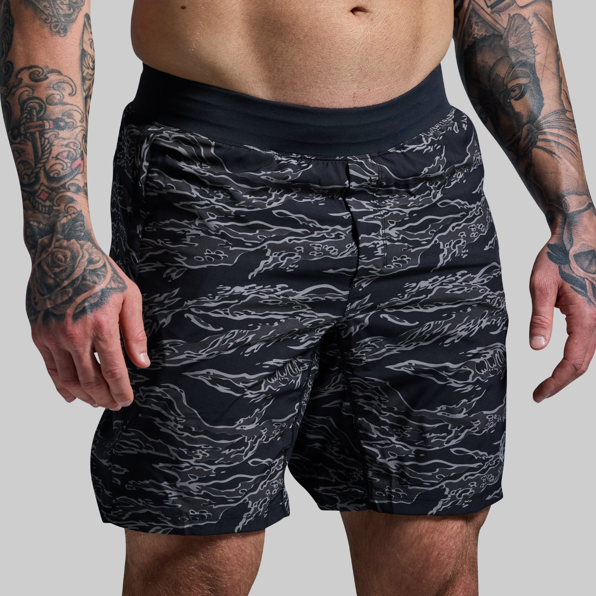 Versatile Compression Shorts for Men - 9-Inch Workout & Running Shorts (Night Tiger) - Ideal for Gym, Jogging, and Sports Activities