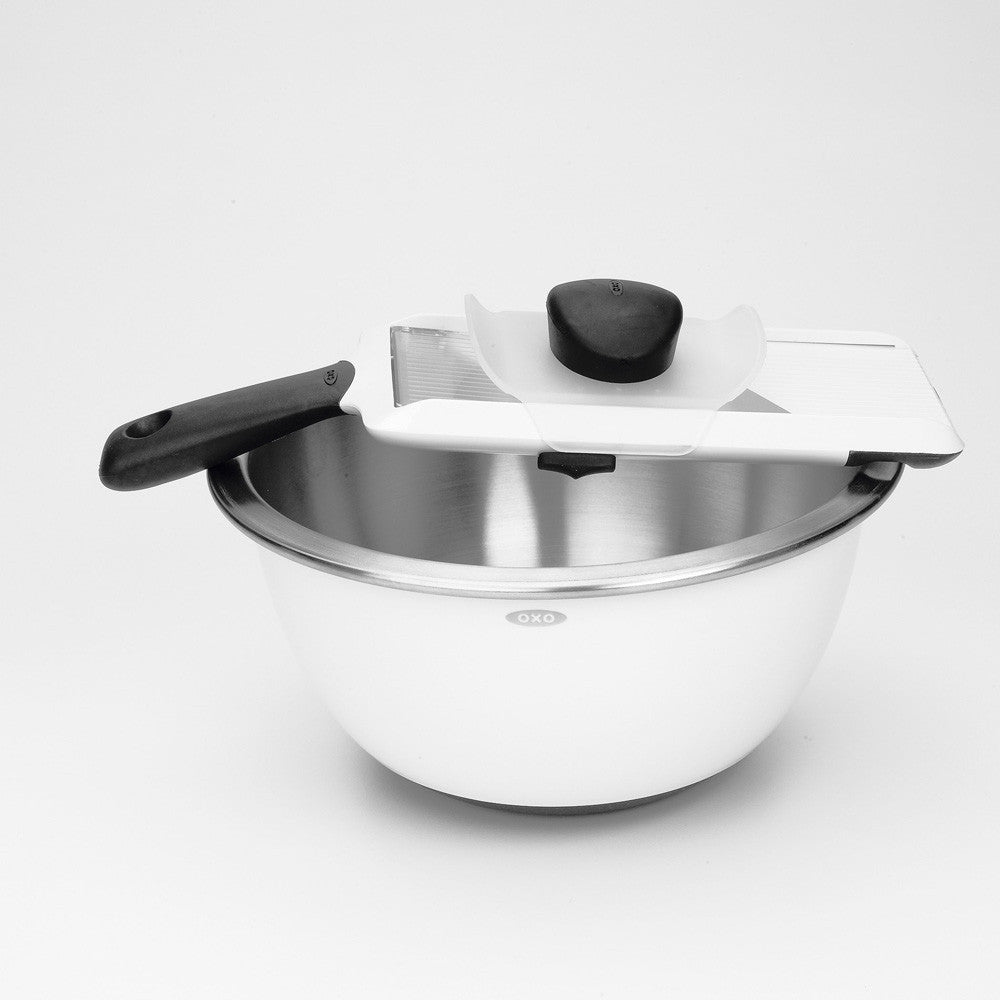 Premium Handheld Mandoline Slicer - Stainless Steel Vegetable & Fruit Cutter with 5 Blades for Effortless Slicing, Dicing & Julienne - Perfect for Salads, Meal Prep & Healthy Cooking at Home
