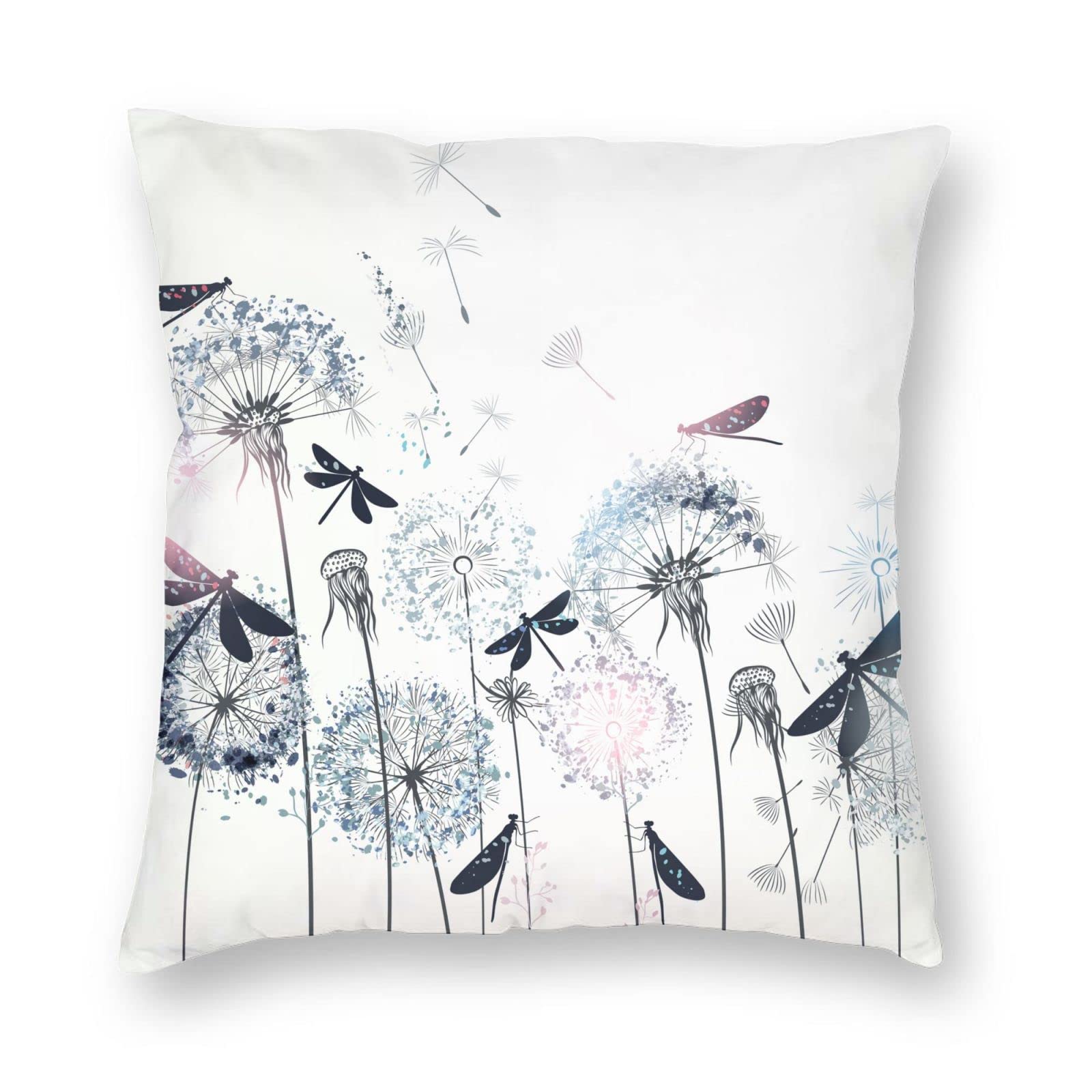 Elegant Dragonfly Decorative Throw Pillow Covers 18x18 Inch - Square Cushion Covers for Sofa, Couch, Bedroom & Patio - Soft Home Decor Accent Pillow Cases for Living Room, Outdoor & Indoor Use