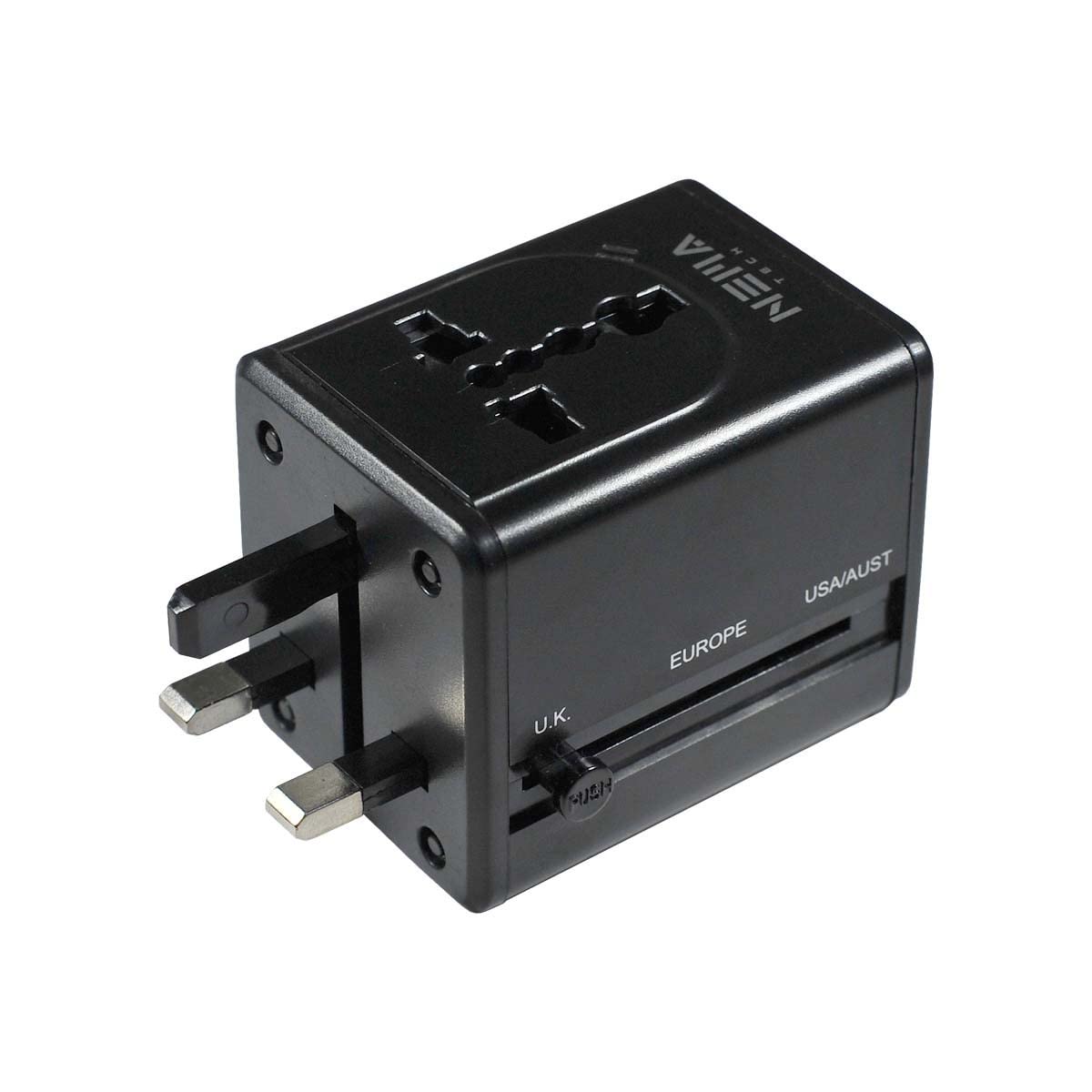 NemaTech Worldwide Universal Travel Adapter with USB Charger - Compact Power Converter for International Travel - Perfect for Laptops, Phones & Devices in Hotels, Airports & Business Trips