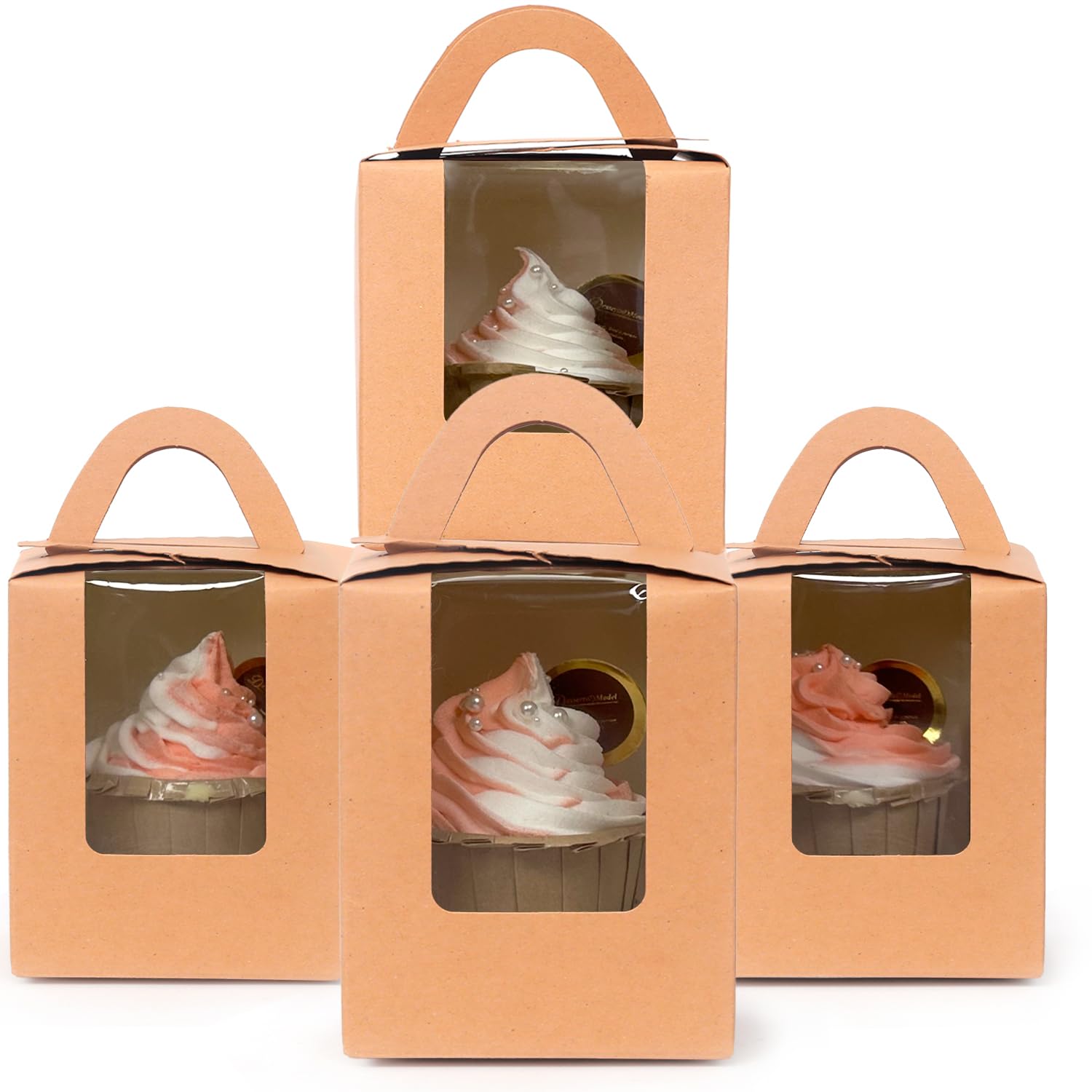 Disposable Kraft Cupcake Boxes 100pcs - 3.7