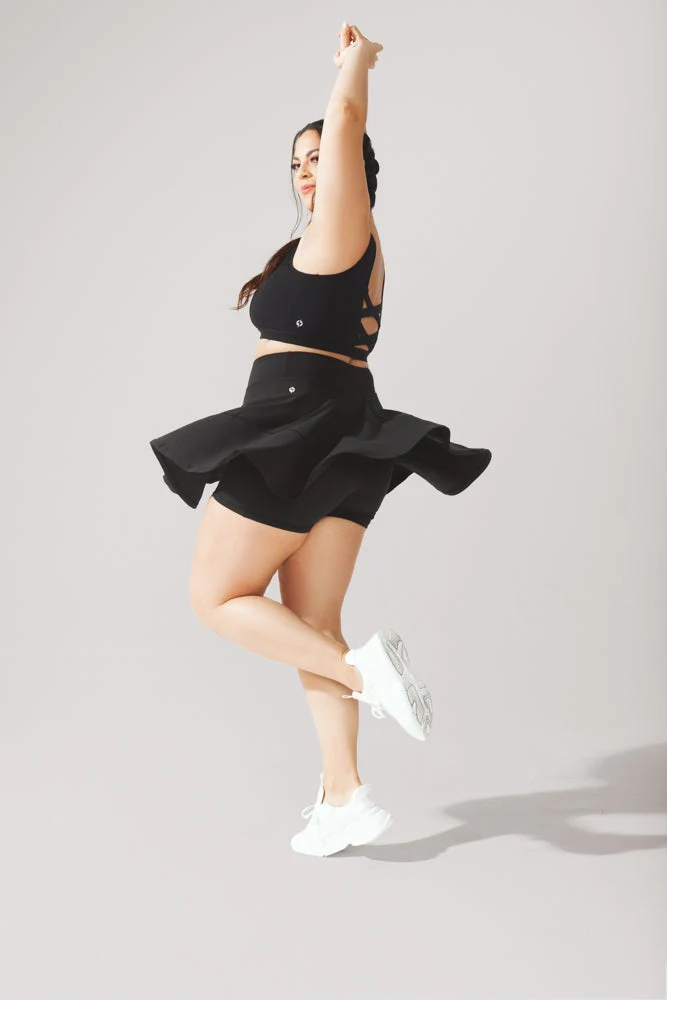 Twirl Skort for Women - Black High Waist Tennis Skirt with Built-in Shorts | Perfect for Running, Yoga, and Casual Wear