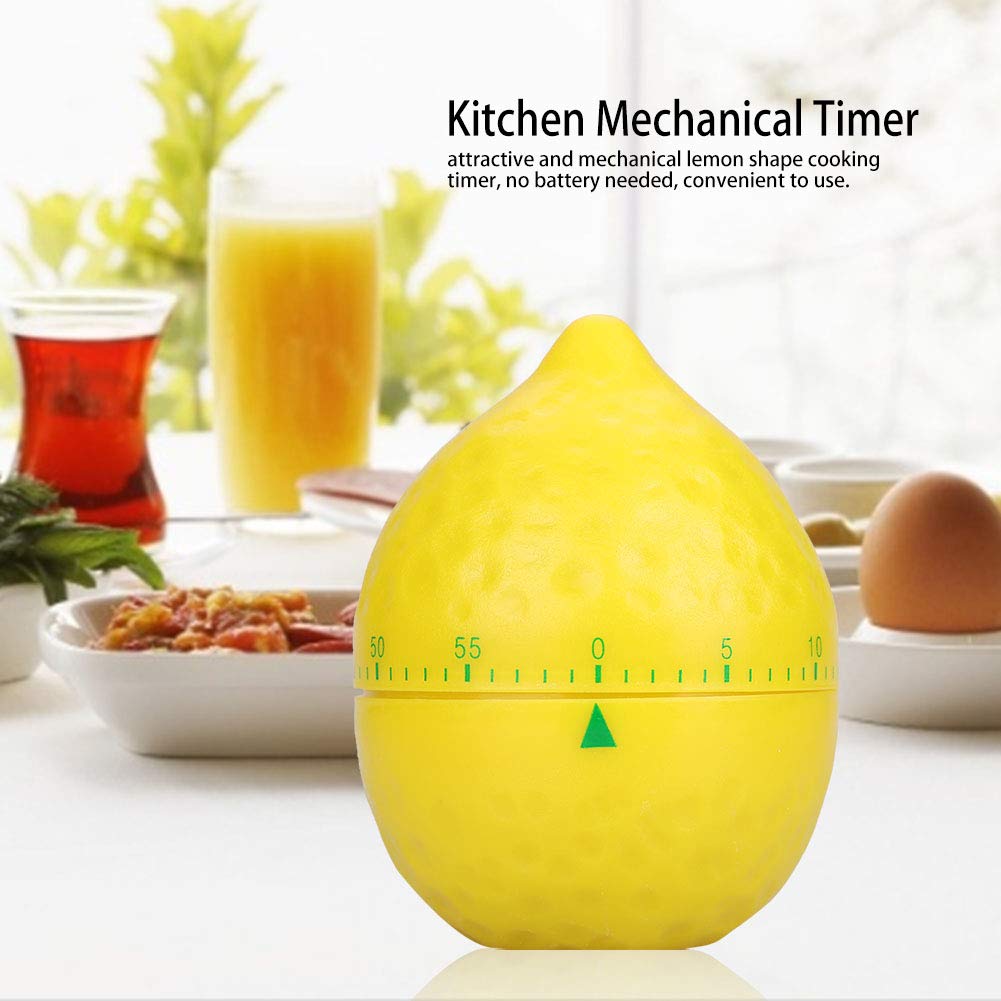 Lemon-Shaped Kitchen Timer - 60 Min Mechanical Cooking Timer for Baking & Boiling Eggs