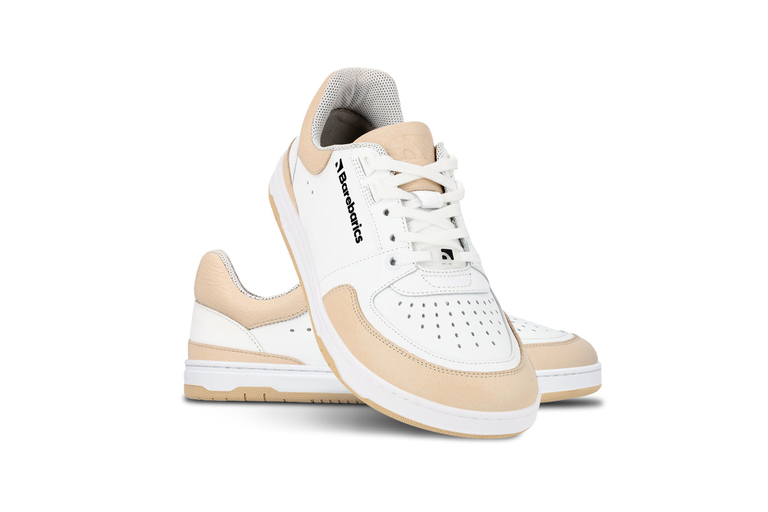 Barefoot Sneakers Barebarics Wave - White & Beige | Minimalist Zero Drop Shoes for Running, Walking & Gym | Lightweight & Flexible Barefoot Design