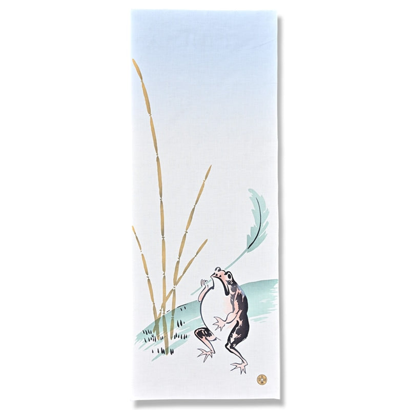 Premium Kyo Yuzen Dyed Japanese Tenugui Hand Towel - Frog Design, Authentic Kyoto Craftsmanship | Perfect for Home Decor, Gift & Traditional Japanese Tea Ceremony