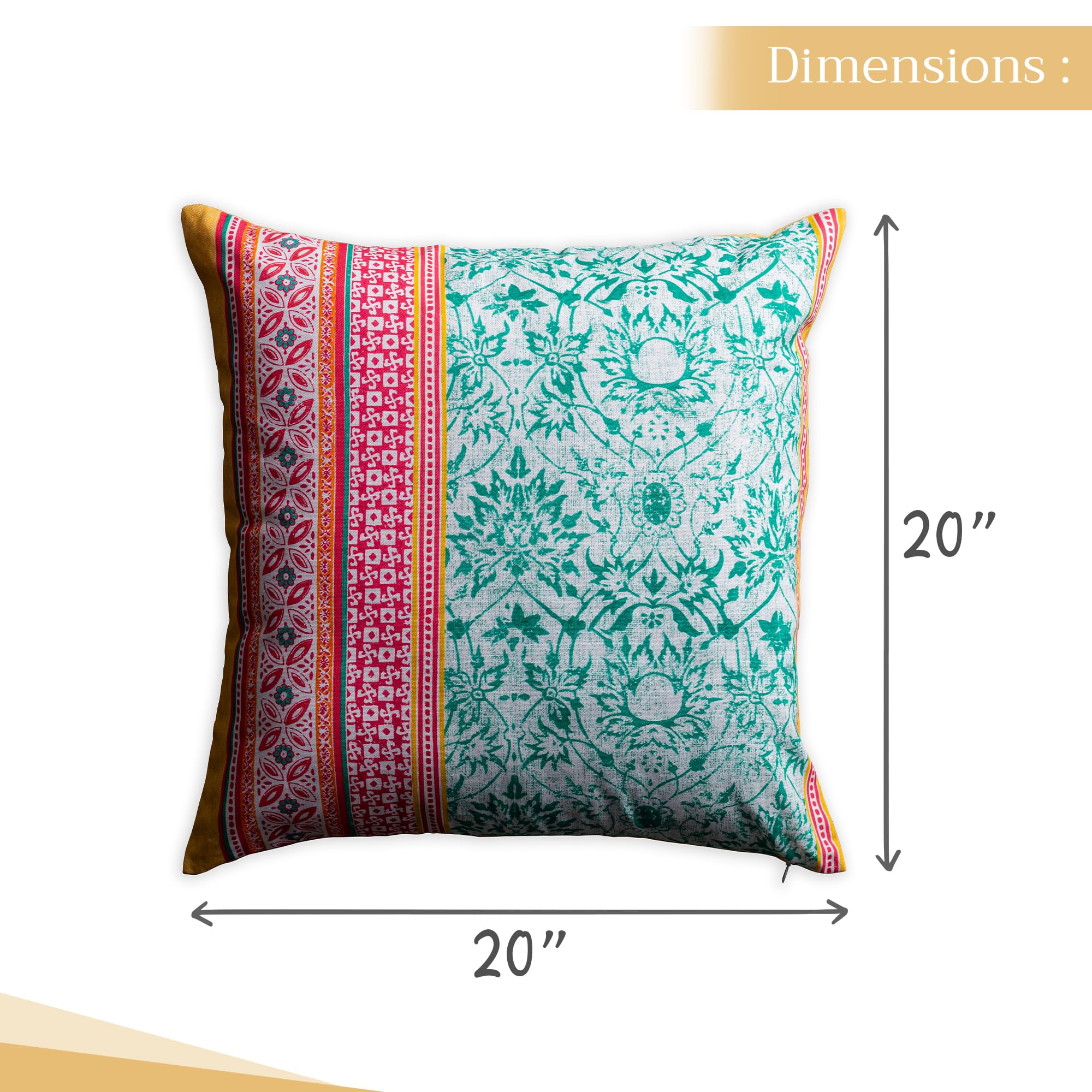 Maison d'Hermine 20x20 Inch Decorative Pillow Covers - 100% Cotton Square Throw Pillow Covers with Hidden Zipper for Sofa, Couch, Bed & Home Decor (Katmandou-Kashmir Design) - Perfect for Easter, Living Room, Bedroom & Seasonal Home Styling