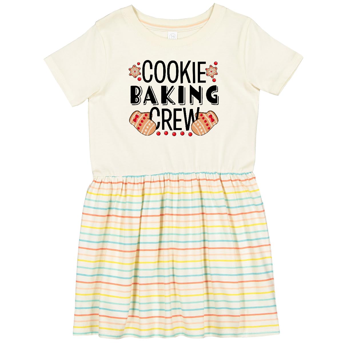 Inktastic Christmas Cookie Baking Crew Toddler Dress with Oven Mitts - Cute Holiday Baking Outfit for Girls, Festive Toddler Christmas Dress for Baking Party & Family Gatherings