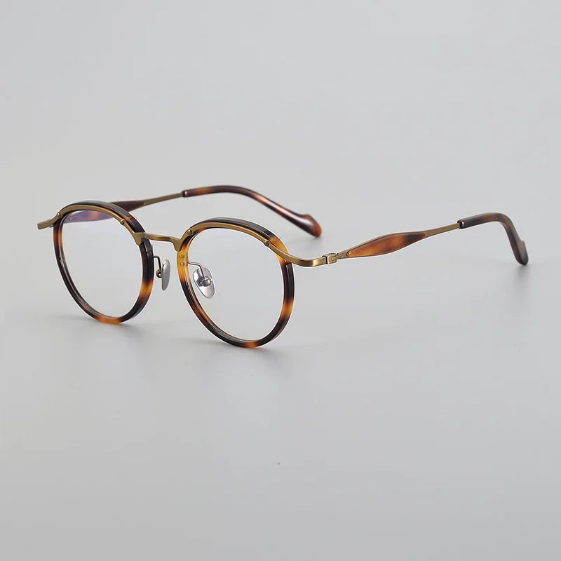 Stylish Black Unisex Full Rim Round Titanium Acetate Eyeglasses Frame 46062 - Perfect for Reading, Work & Everyday Fashion