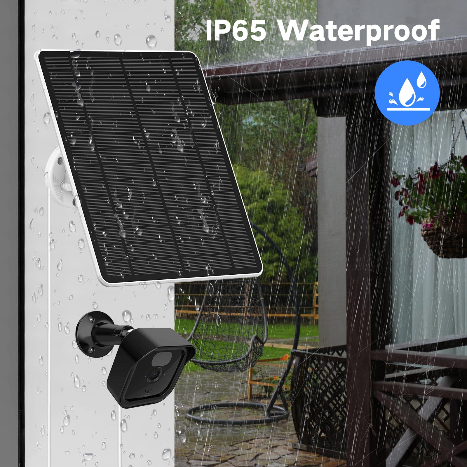 Blink Camera Solar Panel - Waterproof Outdoor Solar Charger with USB-C & Micro USB Ports, High Efficiency Solar Power for Blink Security Cameras - Perfect for Home Security, Backyard Monitoring & Weatherproof Surveillance