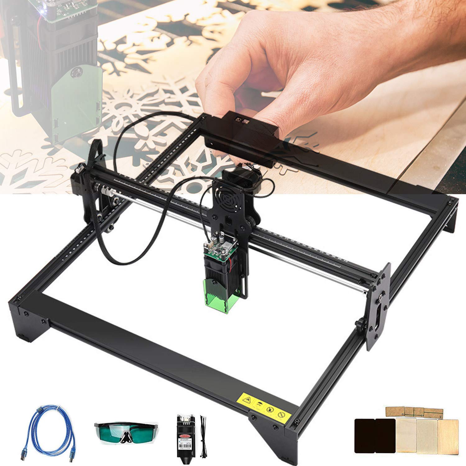 HP DOM 20W Laser Engraving Machine - 5000mW Auto-Focus Engraver with 400x410mm Work Area | Eye Protection Desktop DIY Engraver for Wood, Metal, Leather | Perfect for Home Crafting, Small Business & Personalized Gifts