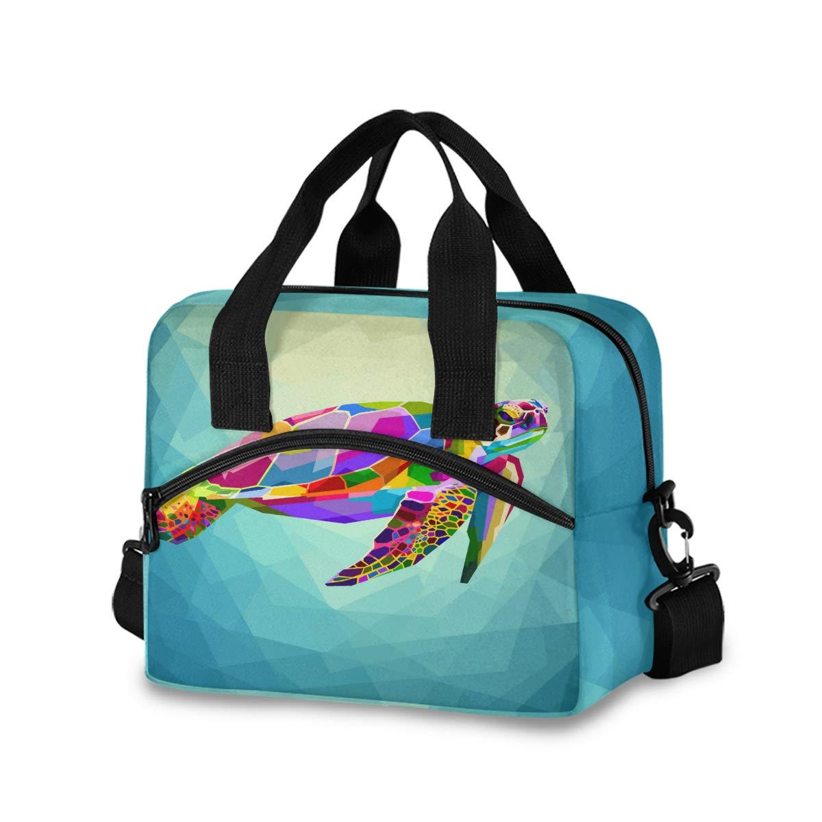 SUABO Insulated Lunch Cooler Bag for Women & Men - Colorful Turtle Design Tote Lunch Bag | Perfect for Work, School, Picnics & Outdoor Activities