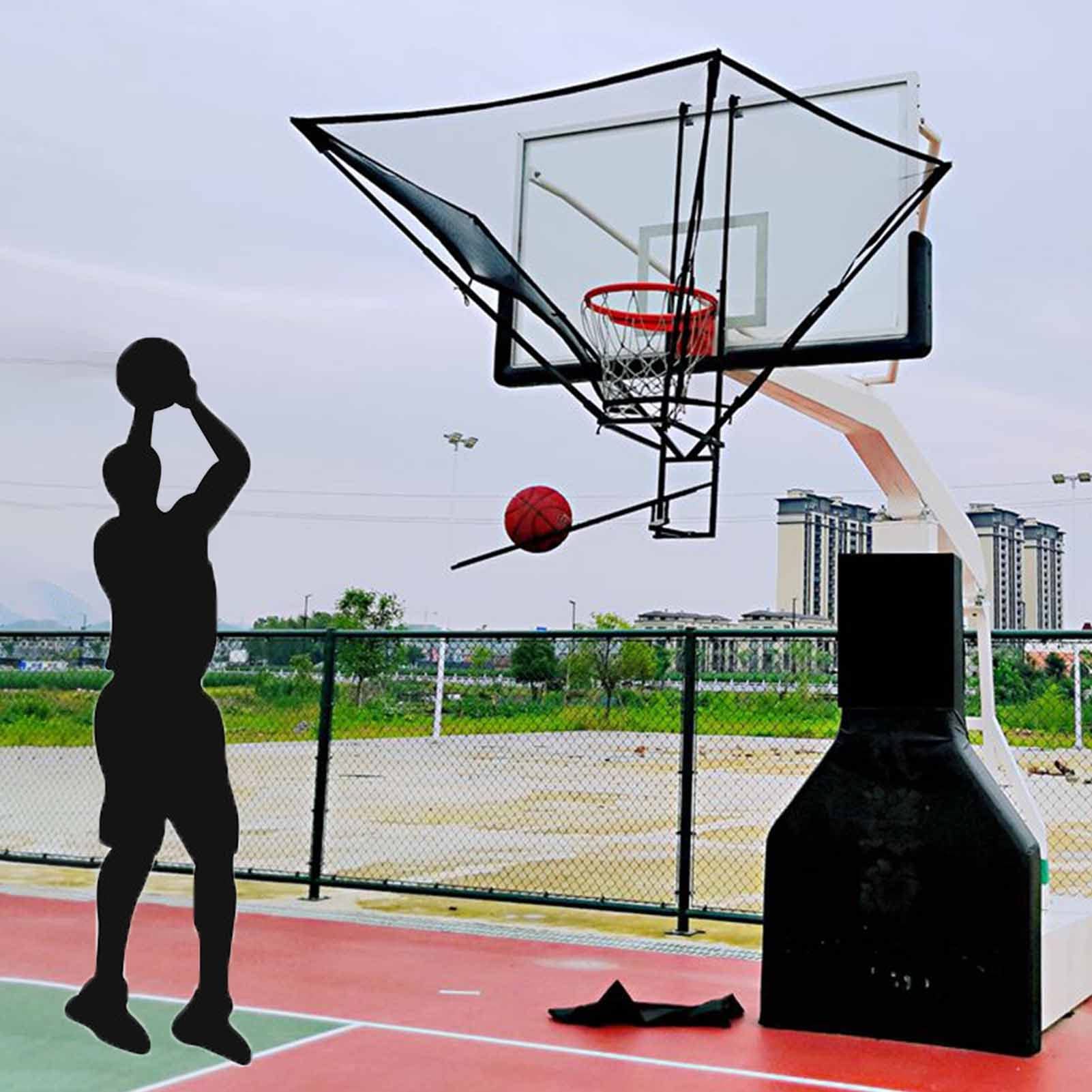 Metal Basketball Return Attachment for Hoop - Adjustable Shot Returner Net System with Rebounder for Training | Perfect for Driveway, Backyard & Gym Practice Sessions