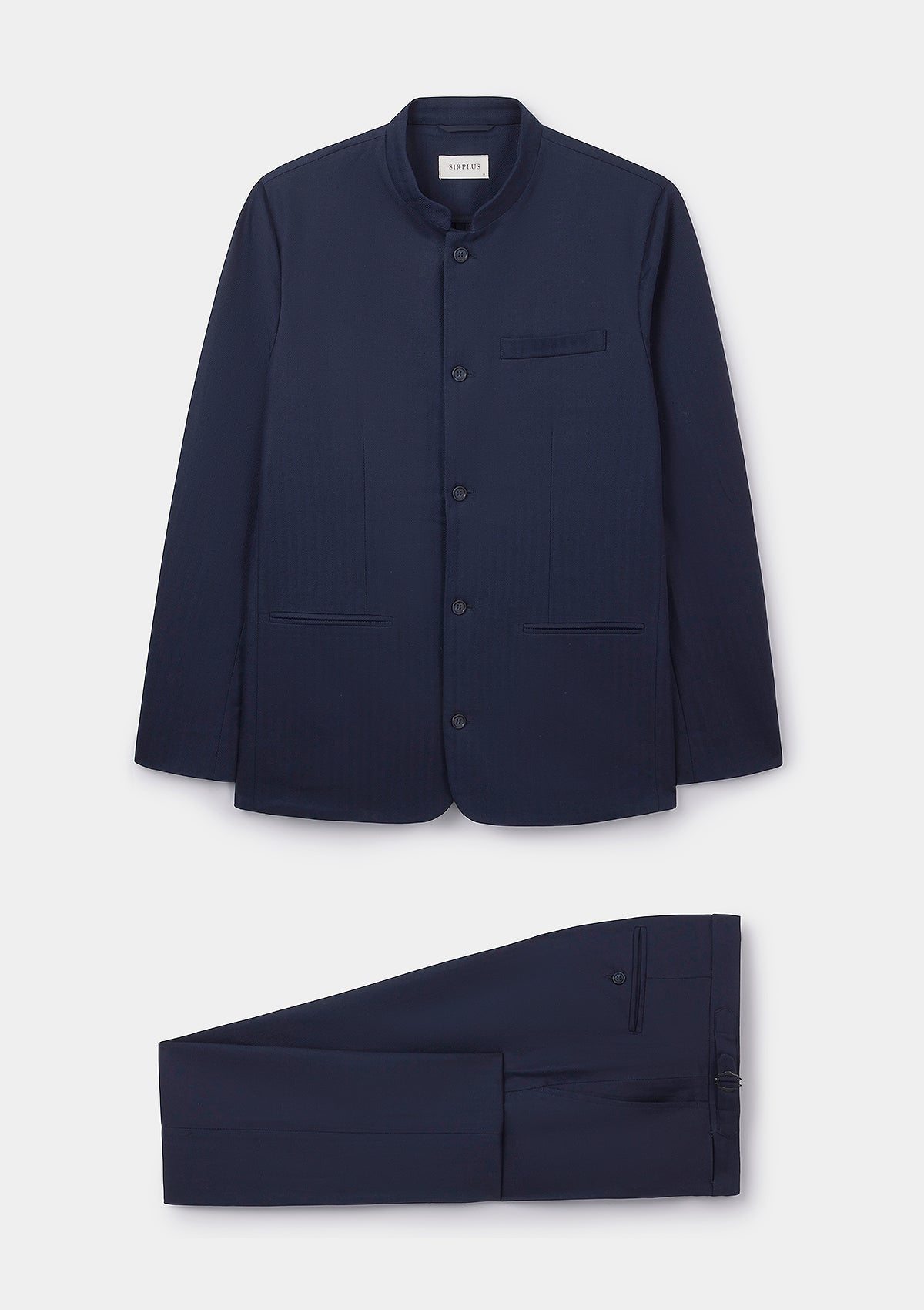 Premium Navy Herringbone Cotton Linen Nehru Jacket for Men - Elegant Formal Wear for Weddings, Business Meetings & Special Occasions