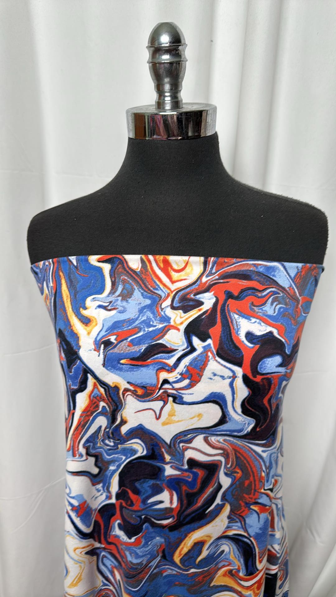 Red White Blue Oil Slick Double Brushed Poly Spandex Fabric - 2 Yard Cut - Perfect for Swimwear, Leggings & Activewear