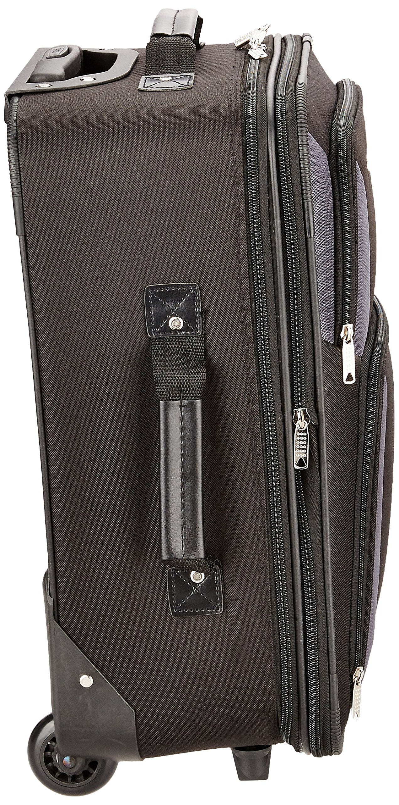 Rockland Fashion Softside Upright Luggage Set - 2-Piece (14/19 Inch) Black & Gray Carry On Suitcase for Travel, Business Trips & Vacations | Lightweight Durable Spinner Luggage with Smooth Wheels