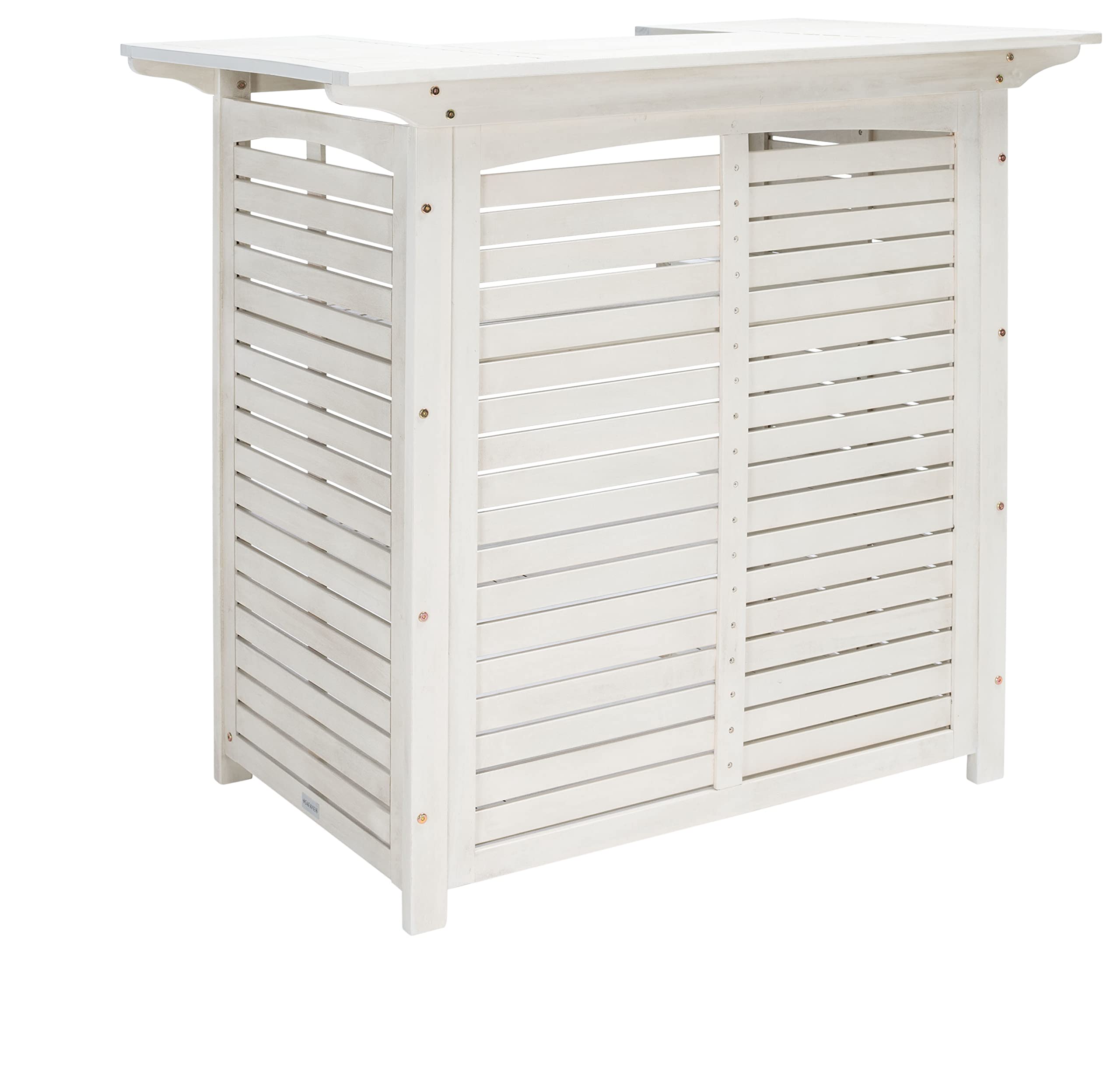 SAFAVIEH Monterey Grey Wash 3-Tier Outdoor Bar Table - Weather-Resistant Patio Furniture for Backyard, Poolside & Garden Entertaining
