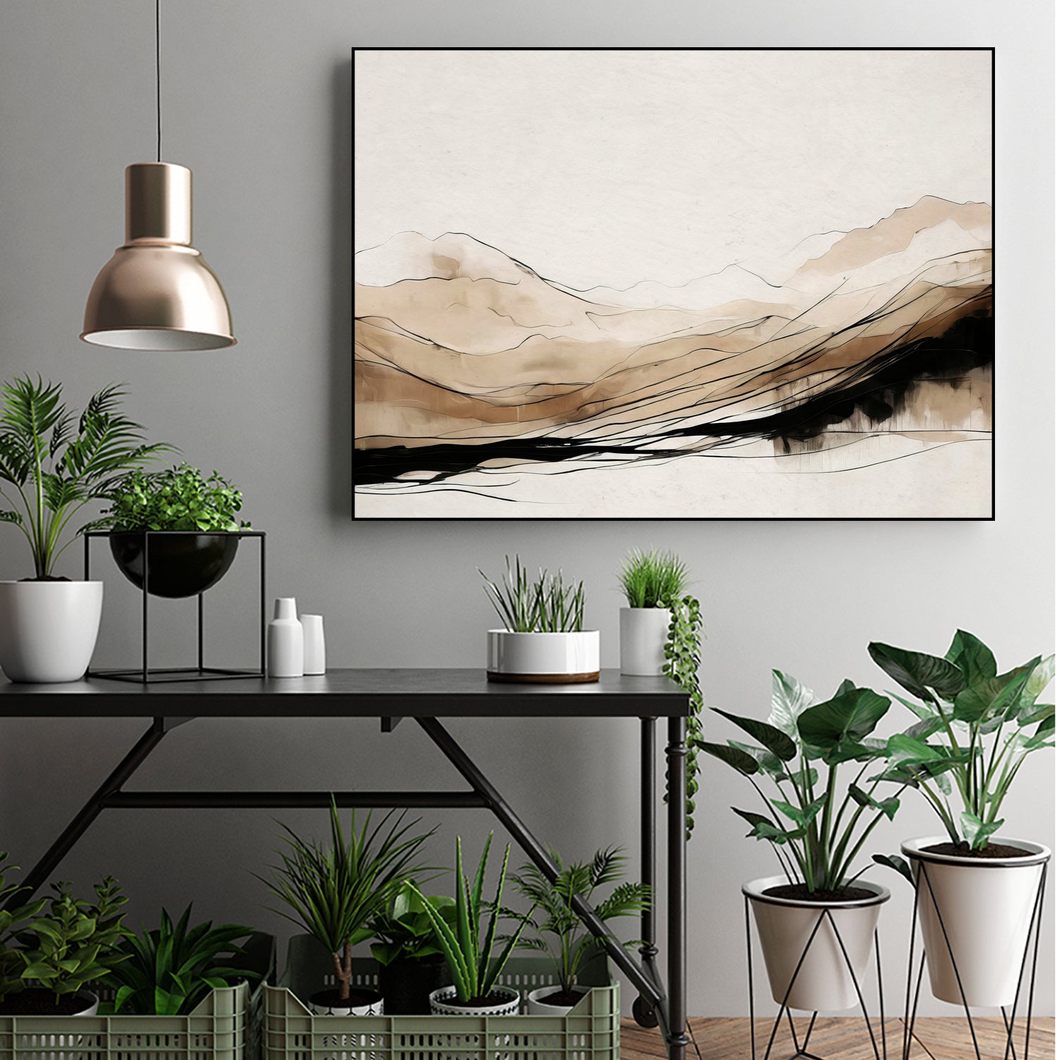 Abstract Hillside Horizon Wall Art - Modern Landscape Canvas Painting for Home & Office Decor - Perfect for Living Room, Bedroom & Office Spaces