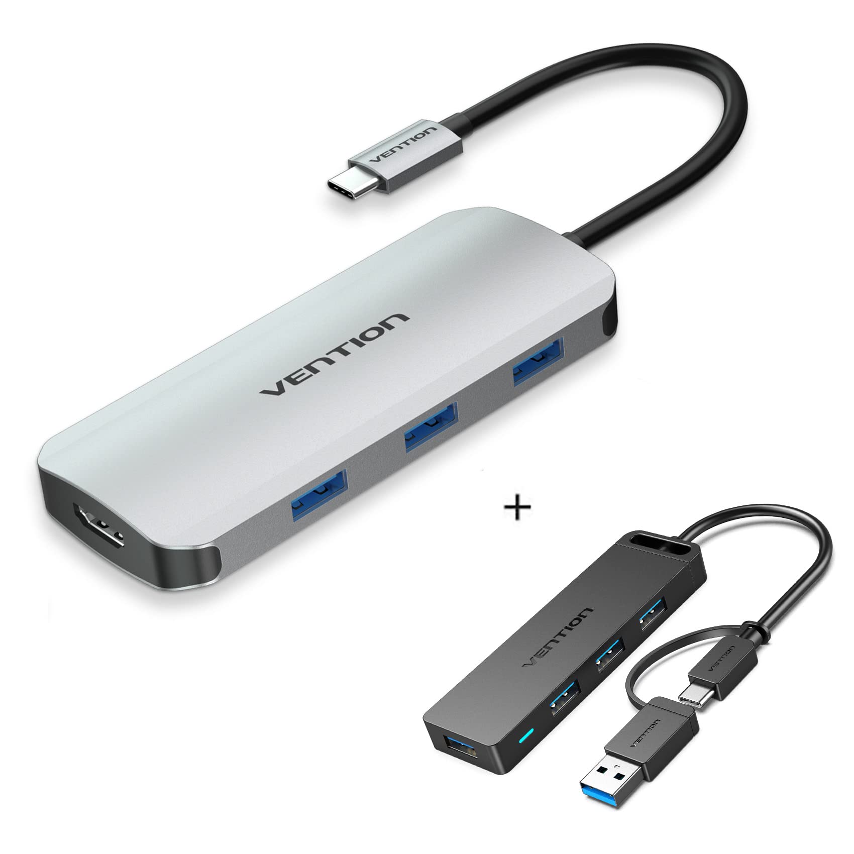VENTION 7-in-1 USB C Hub with 4K HDMI, USB 3.0 Ports, SD/TF Card Reader - Compact USB-C Adapter for MacBook Pro/Air, iPad Pro, Dell XPS - Perfect for Home Office, Travel & Multi-Screen Workstations