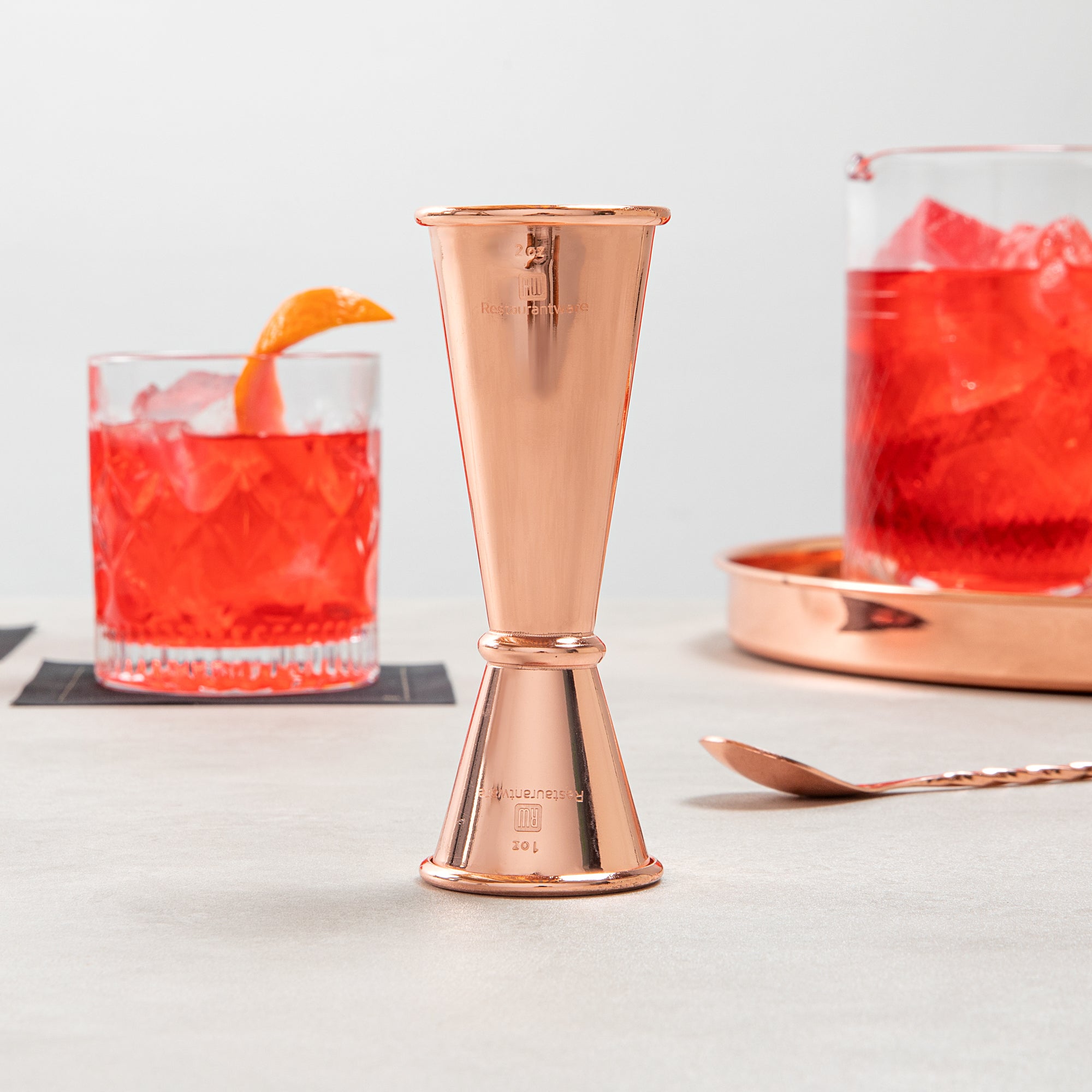 1 oz & 2 oz Copper Plated Stainless Steel Japanese Style Jigger - Professional Cocktail Measuring Cup for Bartenders & Home Mixologists - Perfect for Craft Cocktails, Mixology & Bar Tools Collection