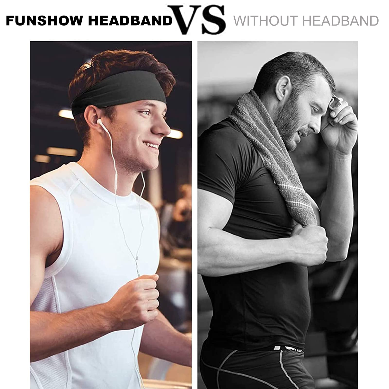 5-Pack Moisture-Wicking Sports Headbands for Men & Women - Breathable Quick-Dry Elastic Head Sweatbands for Running, Cycling, Yoga, Tennis, Basketball & Gym Workouts - Stay Cool During Intense Exercise & Outdoor Activities