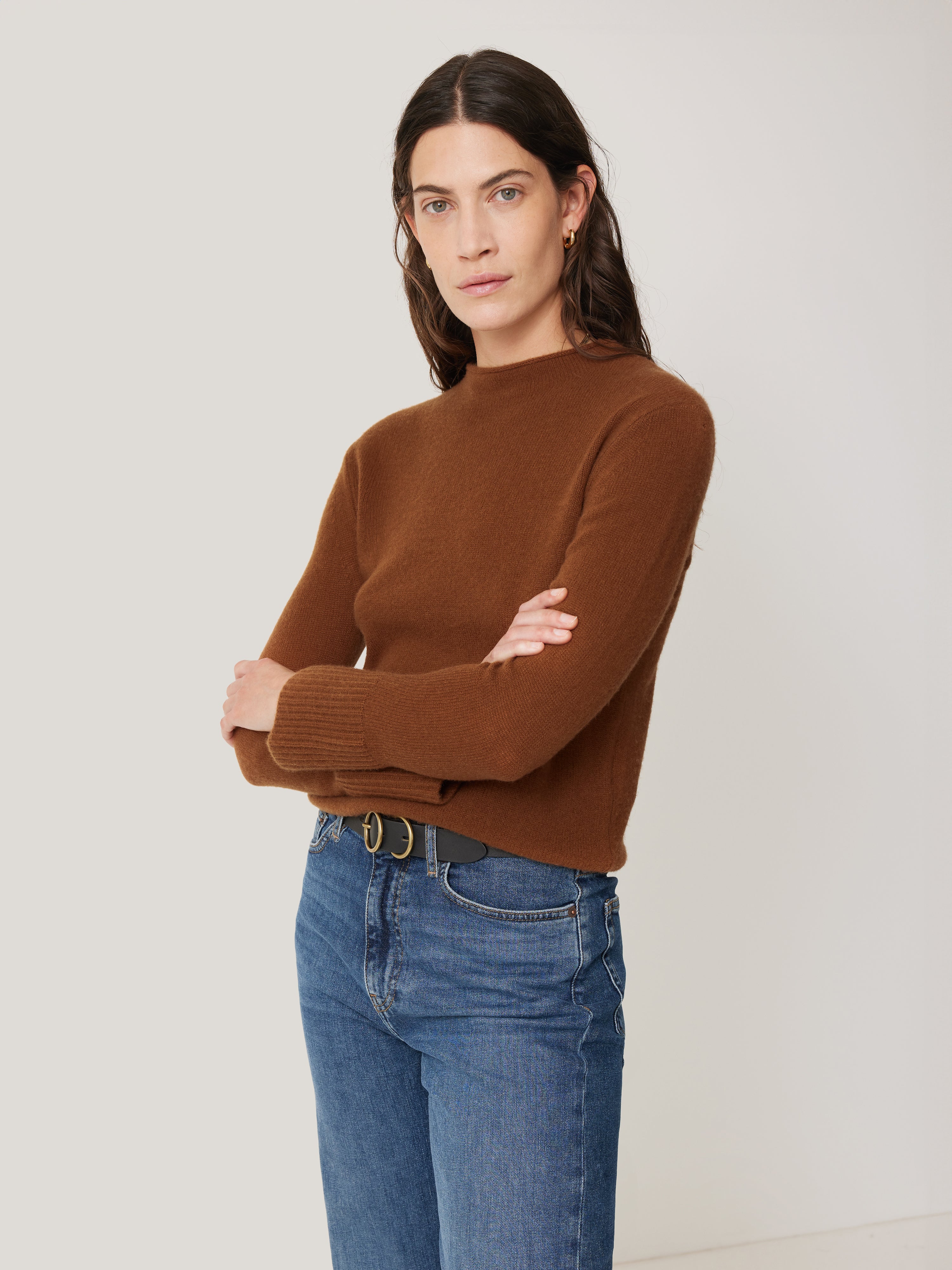 Premium Soft Cashmere Sweater for Women - Cloud Cashmere Eldon Jumper in Toffee | Cozy Winter Wear & Stylish Fall Layering