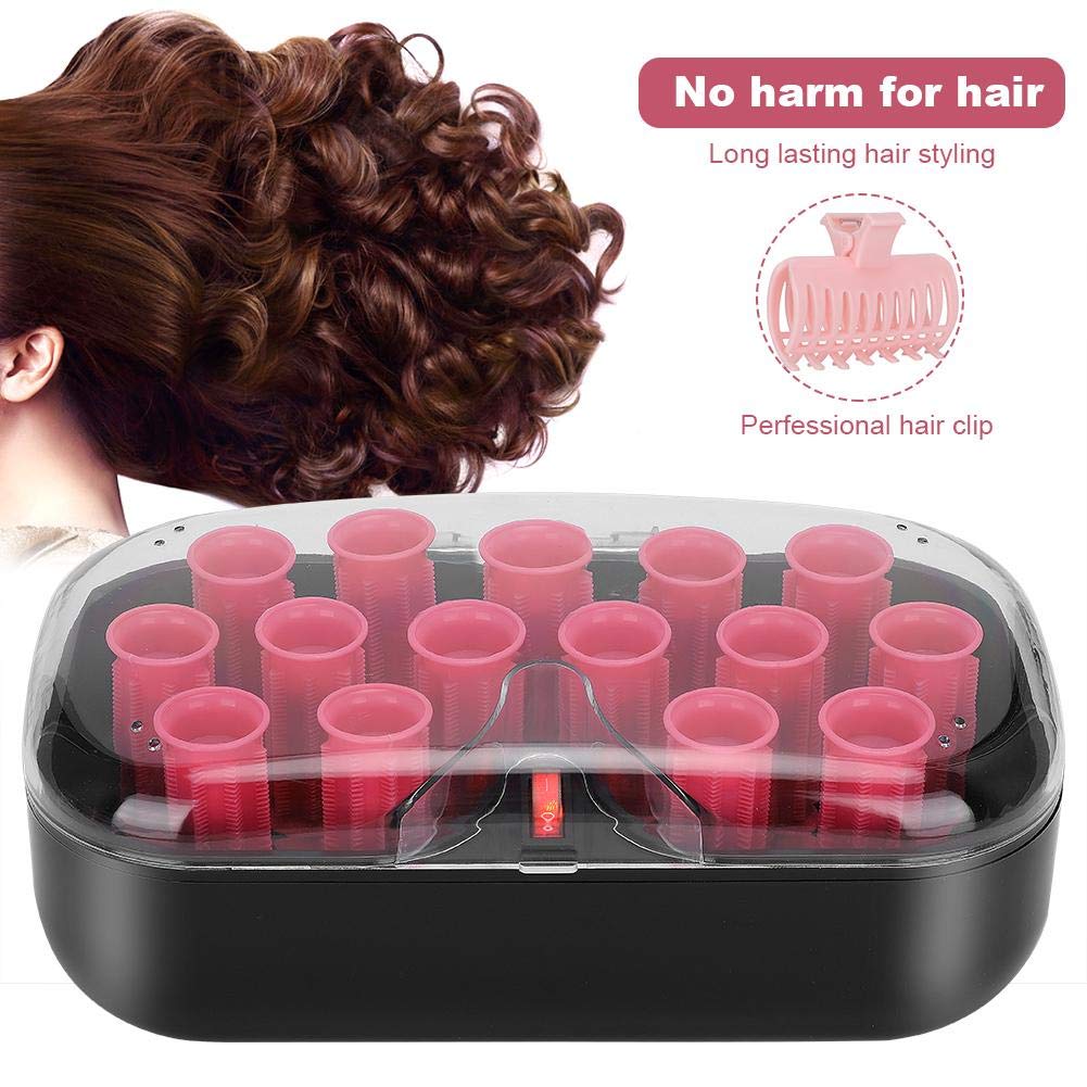 15Pcs Electric Heated Hair Curlers Set - 30mm Perm Rods with Clips for Short & Long Hair Styling, 110-220V Fast Heating Rollers for Salon & Home Use - Perfect for Parties, Weddings & Daily Styling