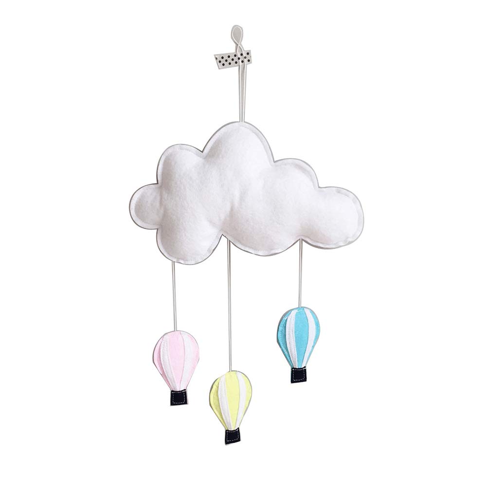 Kids Room Hanging Decor - Cloud & Hot Air Balloon Nursery Mobile for Baby Crib, Bed Canopy & Tent Pendant | Gender Neutral Nursery Decor for Boys & Girls | Perfect for Baby Showers, Birthday Gifts & Room Makeovers