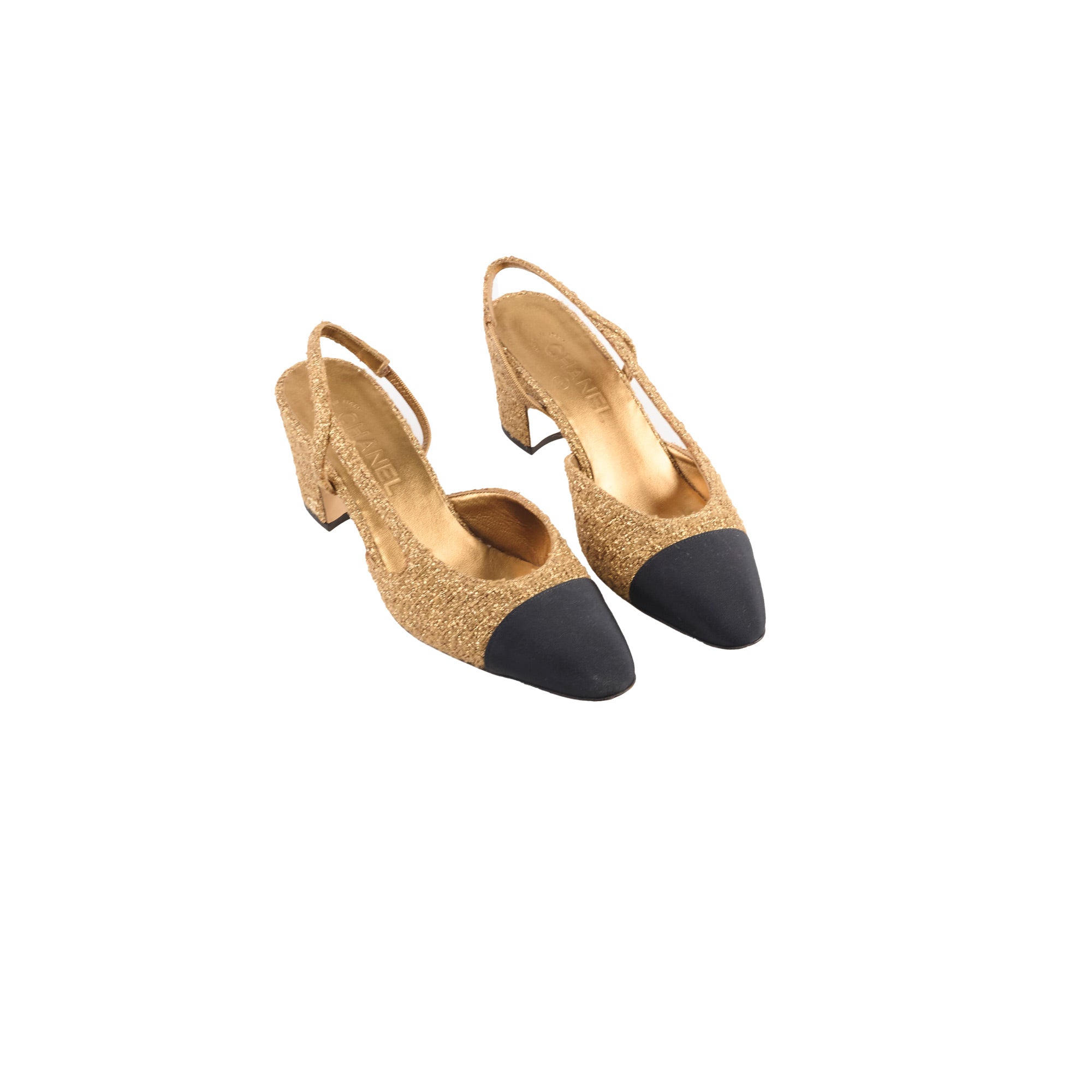 Chanel Gold Slingback Pumps Size 39 - Women's Luxury Heels for Parties, Weddings & Formal Events