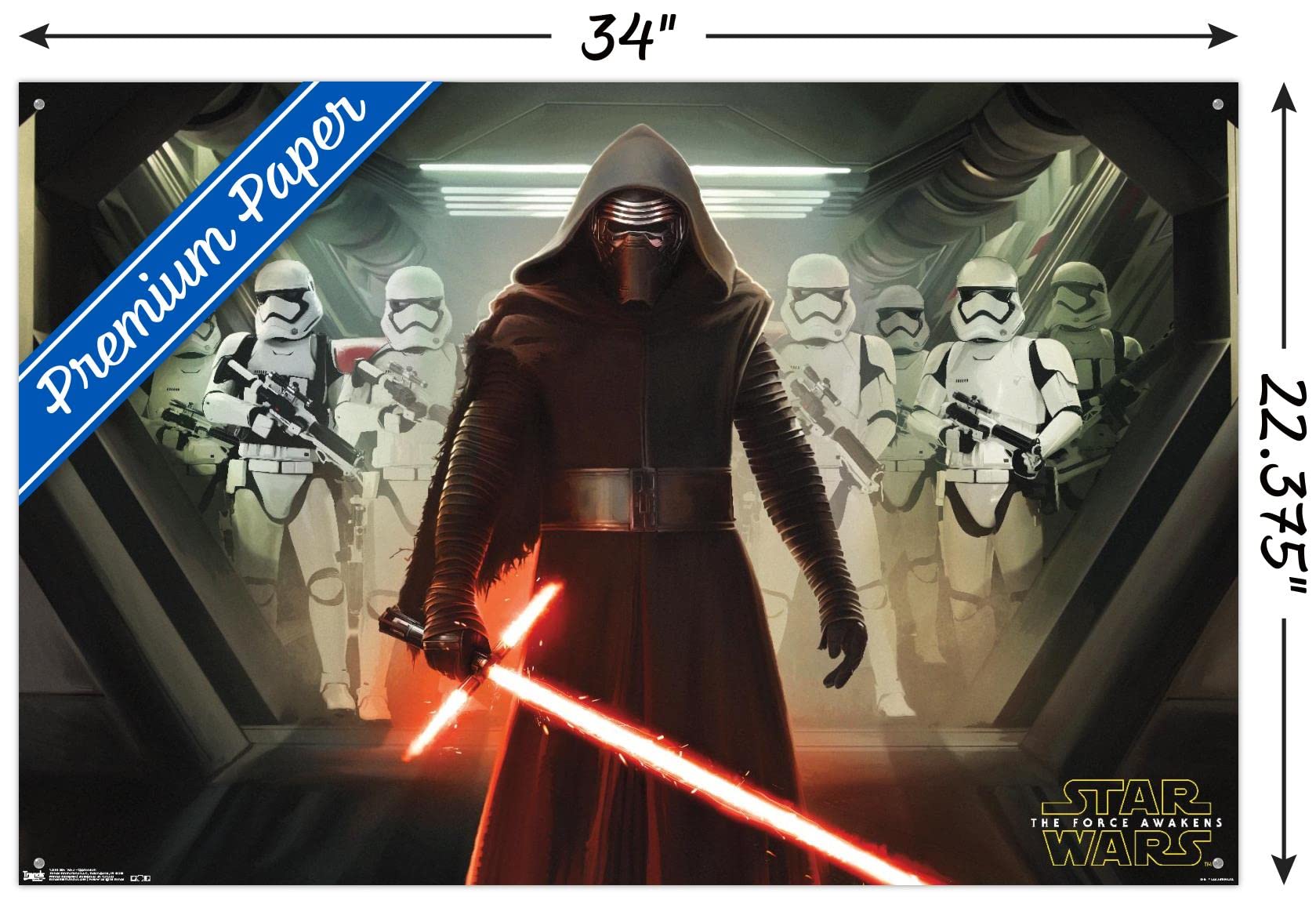 Star Wars The Force Awakens Movie Poster - 24x36 Inch Premium Quality Wall Art with Push Pins - Perfect for Bedroom, Living Room, Game Room & Office Decor