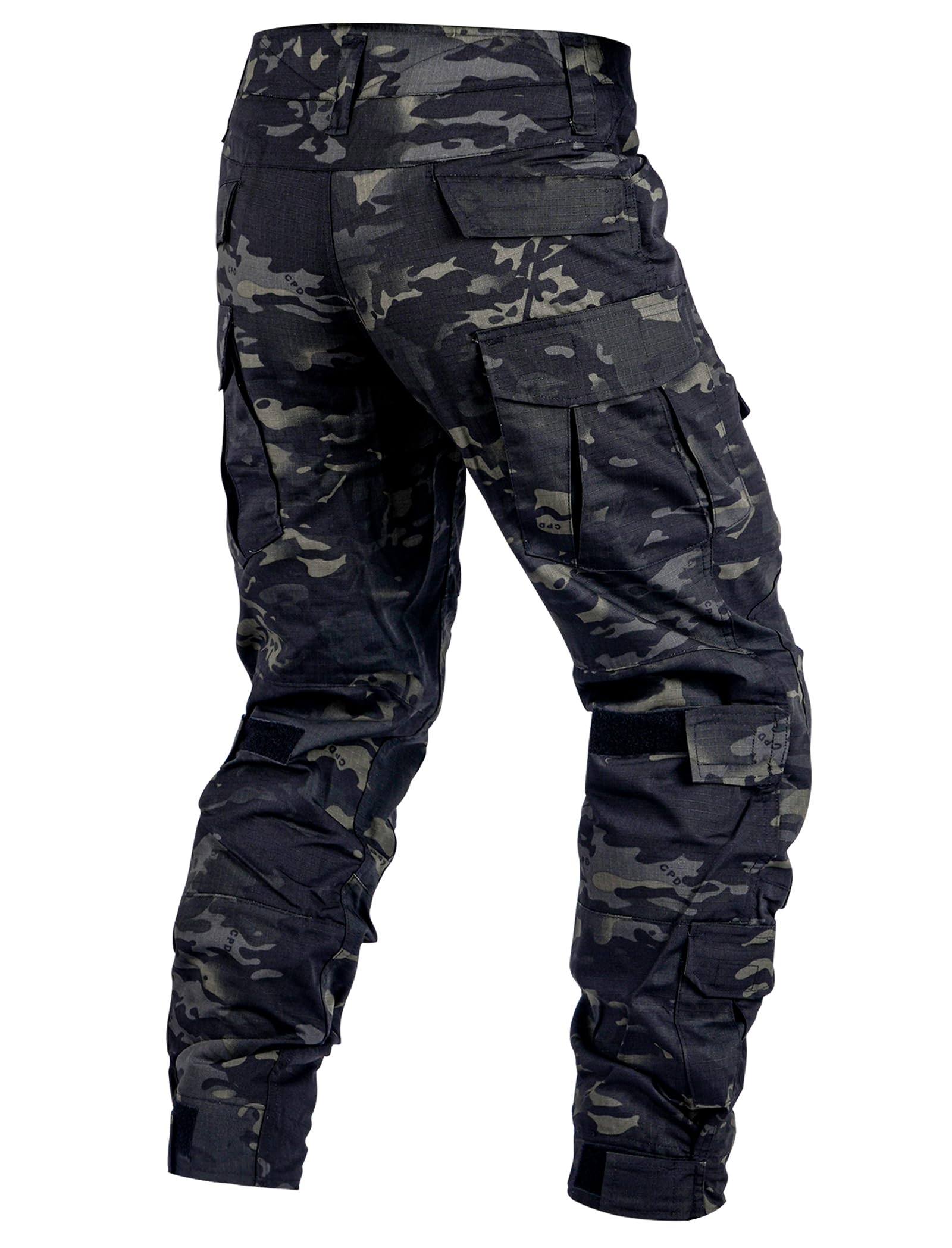 **Men's Tactical Cargo Pants - Camo Ripstop Outdoor Hiking Work Pants with Multi-Pockets (No Belt, No Kneepad) - Perfect for Hunting, Camping & Military Use**