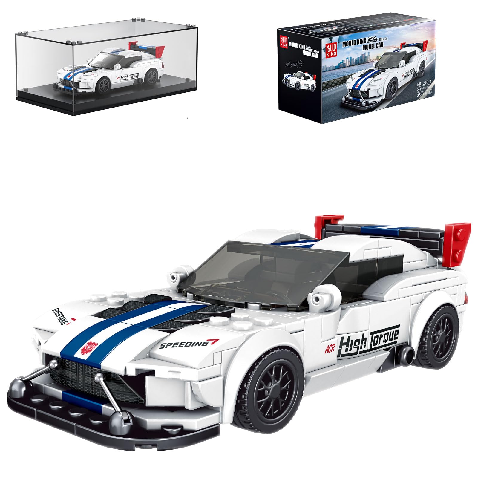 Mould King Speed Champion Viper Model Car Building Kit - 388PCS Sports Race Car Set with Display Case for Adults & Kids Age 8+ | DIY Construction Toy for Home Decoration, Gift & Collectible Display
