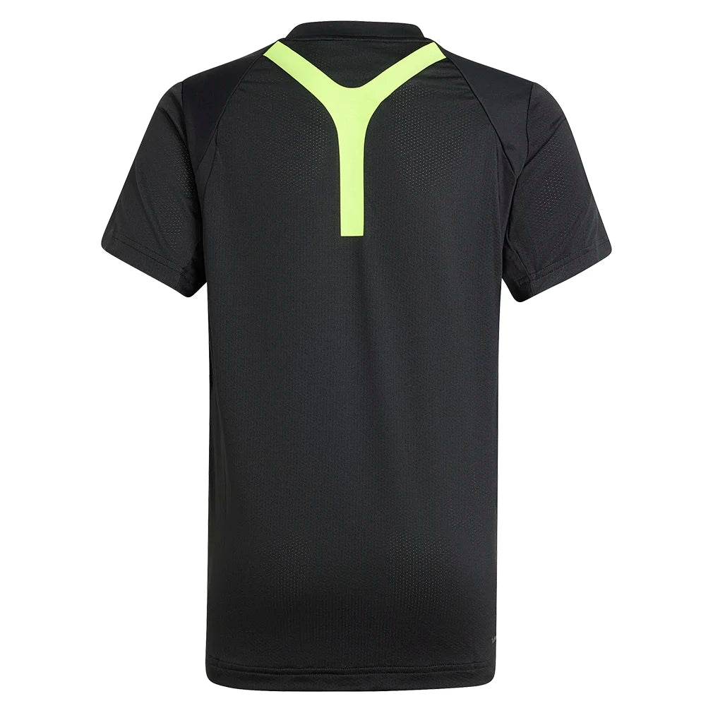 Boys' Pro Tennis Top - Black Performance Shirt for Junior Athletes | Perfect for Tennis, Training & Sports Activities
