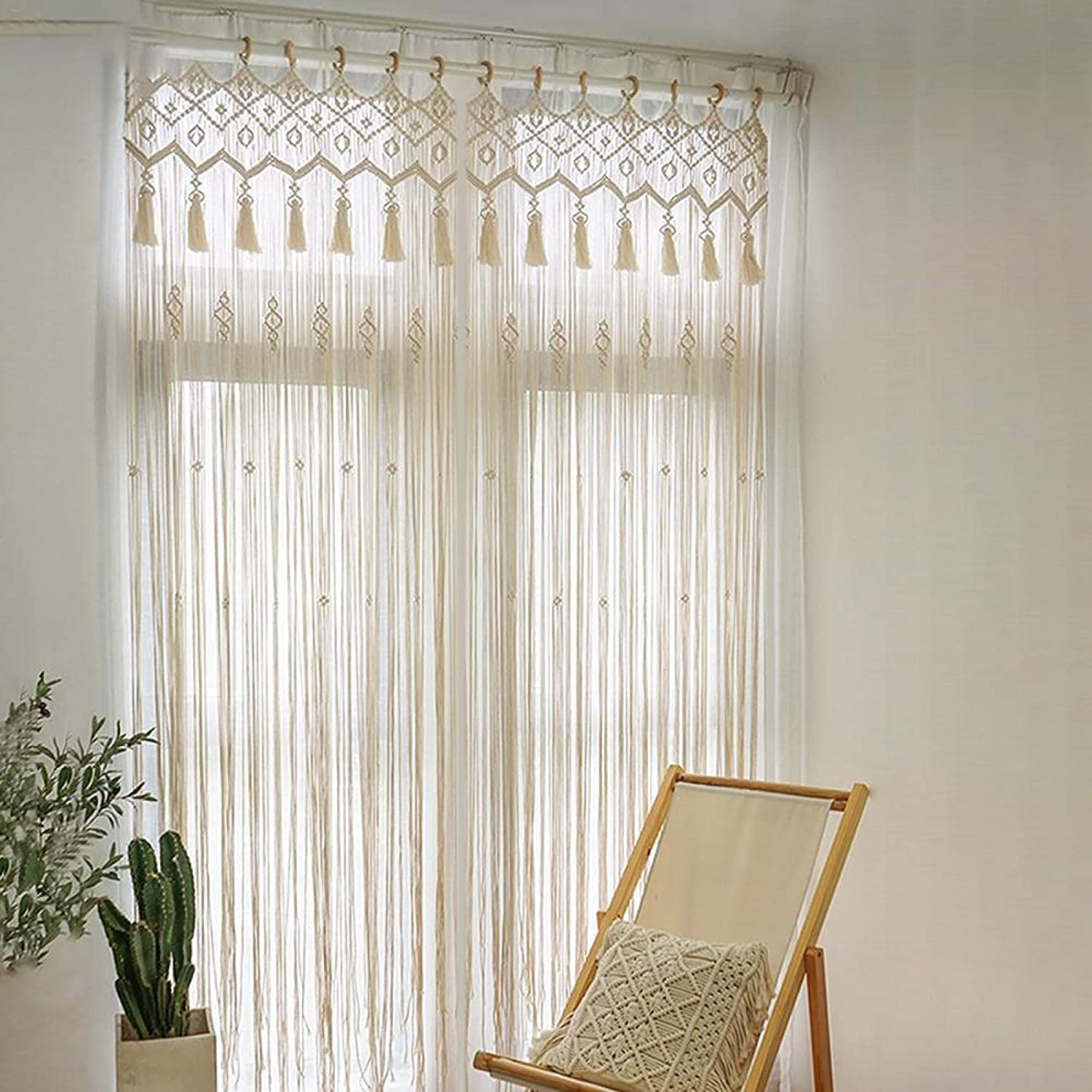Handmade Macrame Wall Hanging - Boho Chic Tapestry with Fringe Details for Home Decor | Woven Wall Art, Macrame Curtain & Wedding Backdrop | Perfect for Living Room, Bedroom, Nursery & Holiday Decorations