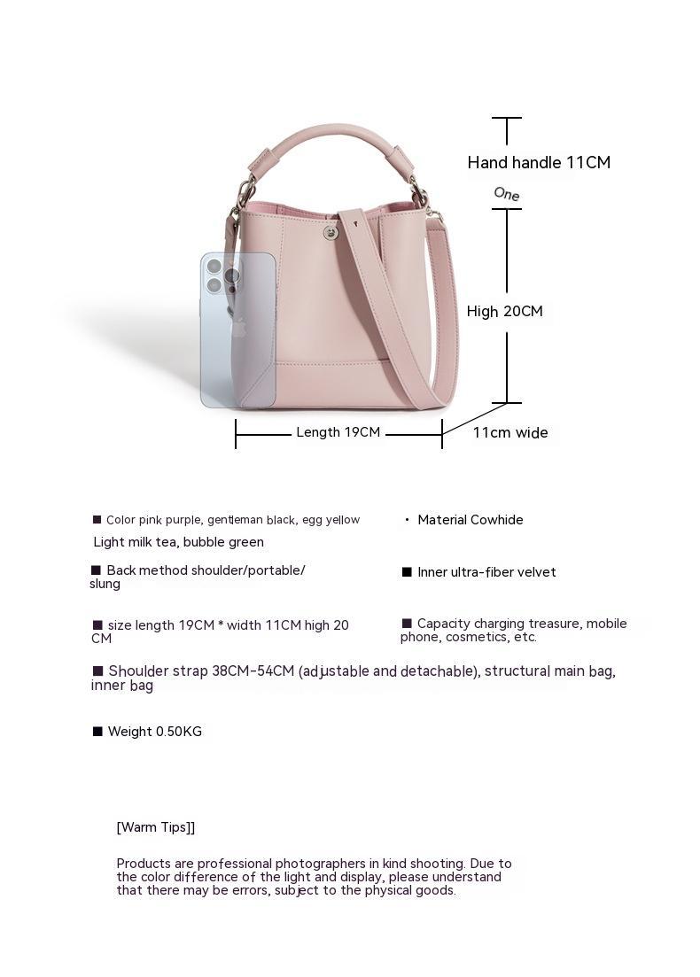Genuine Leather Tote Bag for Women - Stylish Shoulder Bag & Crossbody Purse with Detachable Strap - Versatile Bucket Bag for Work, Travel & Everyday Use