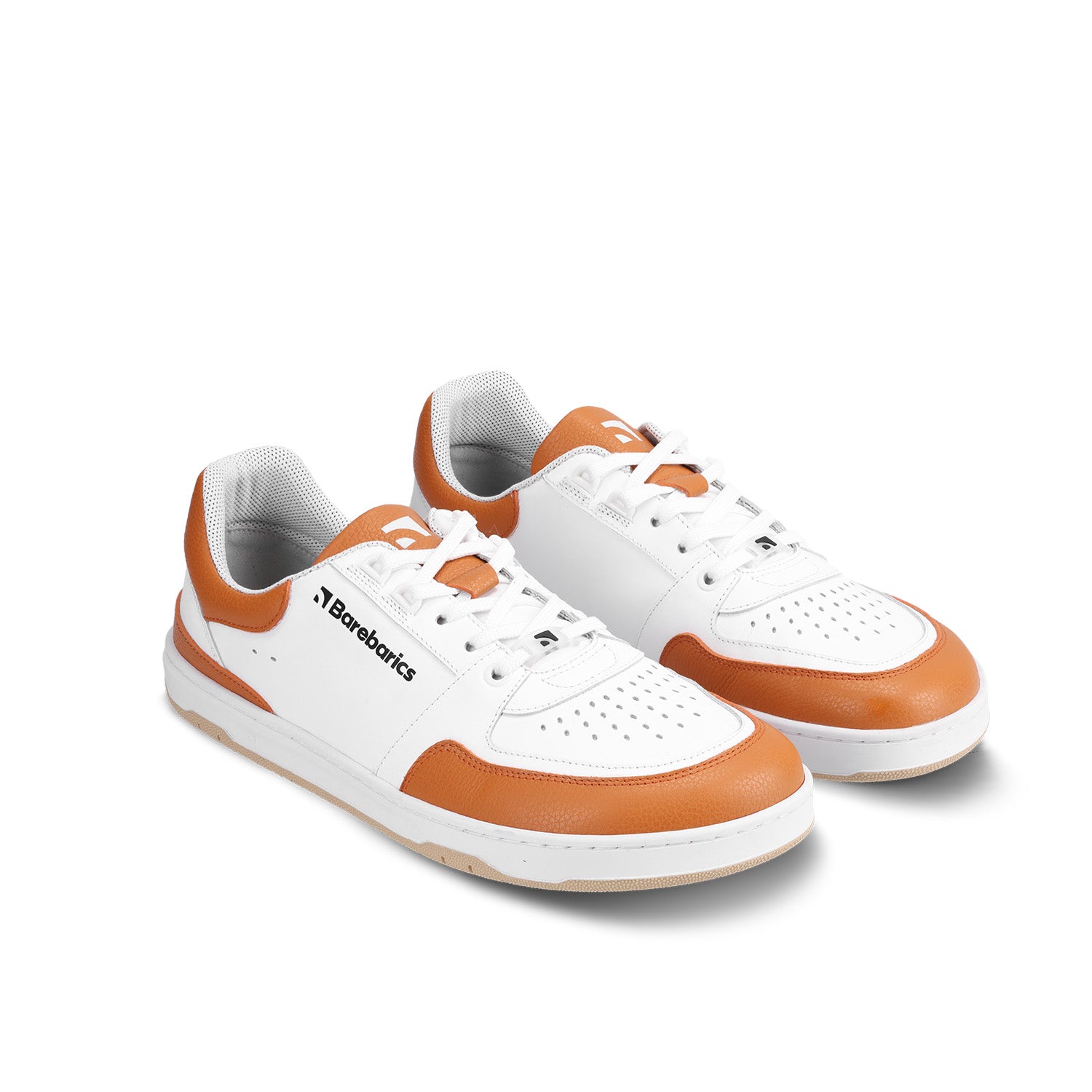 Barefoot Sneakers Barebarics Wave - White & Orange Minimalist Running Shoes for Men & Women | Lightweight & Flexible for Trail Running, Gym Workouts & Everyday Comfort