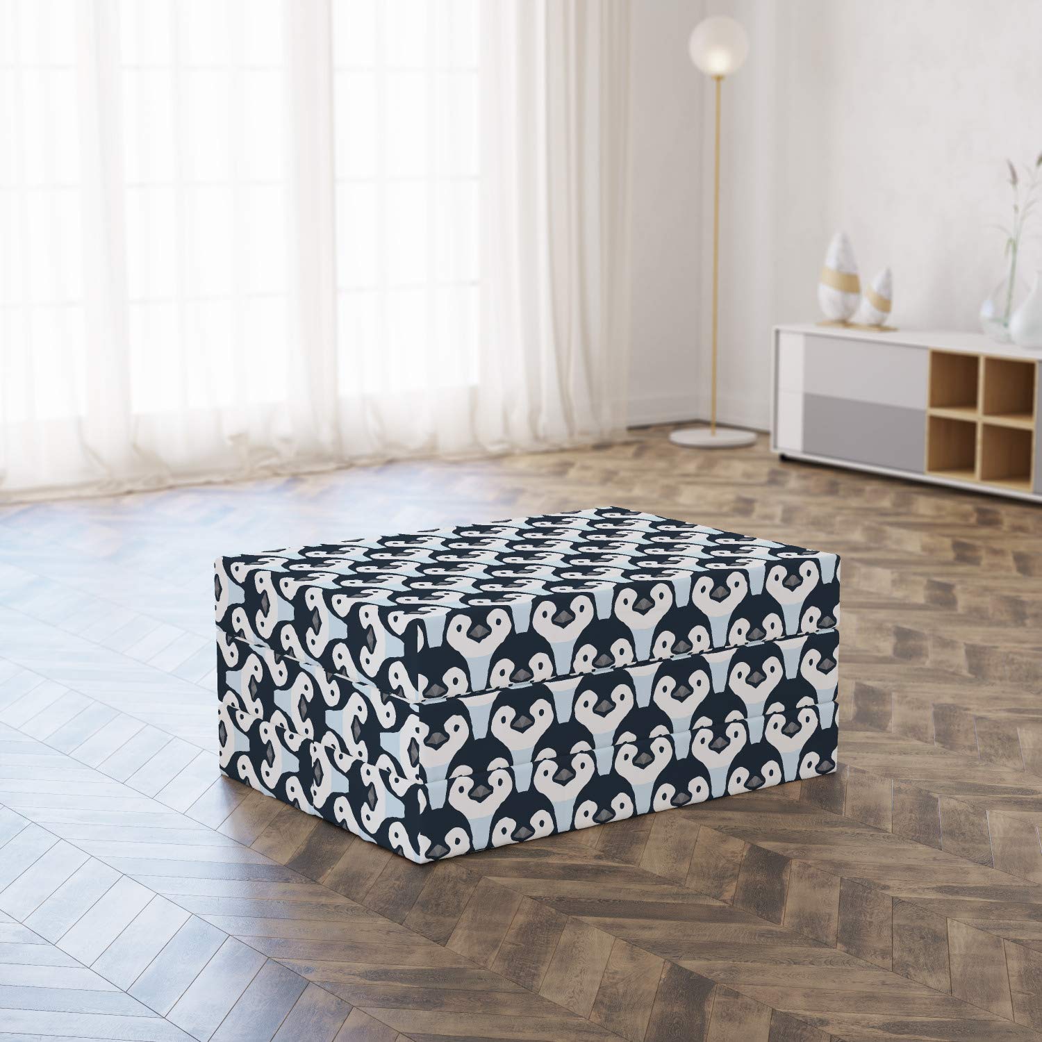 Ambesonne Penguin Foldable Mattress - Birds Face Pattern, 74.8