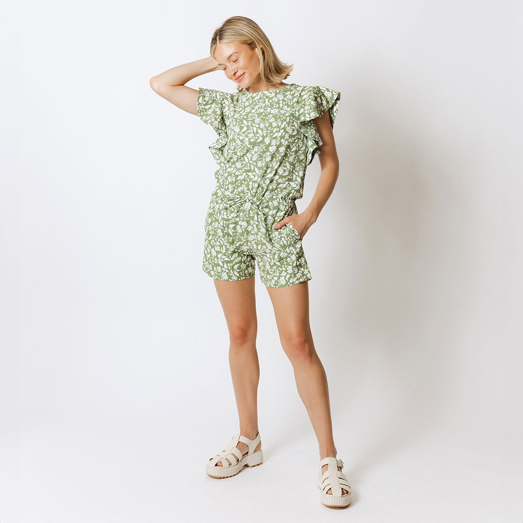 9 to 9 Romper for Women - Soft Sage Ivy Jumpsuit, Casual & Comfortable Outfit for Daytime Wear, Perfect for Brunch, Shopping or Weekend Relaxation