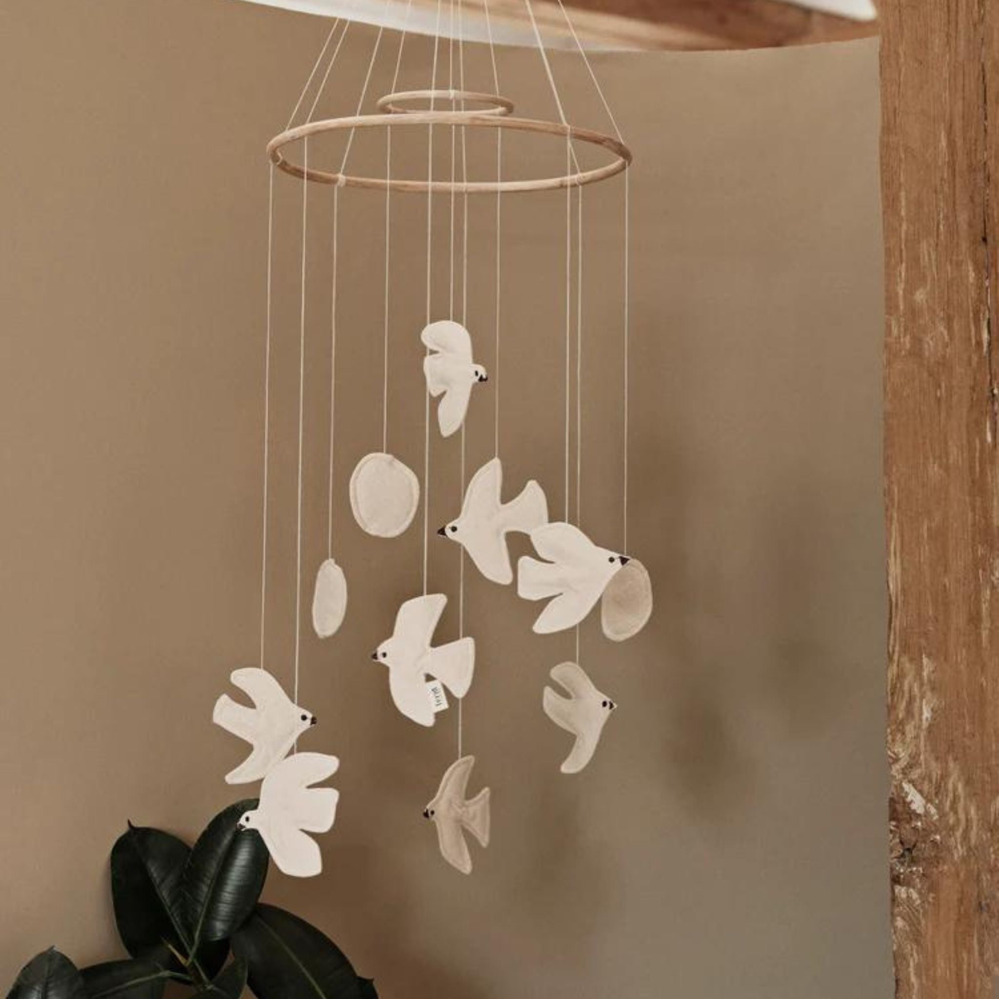 FERM LIVING Swift Bird Mobile - Handmade Undyed Cotton Nursery Decor for Baby Room, Gender Neutral & Eco-Friendly - Perfect for Newborn Gifts & Boho Nursery Themes