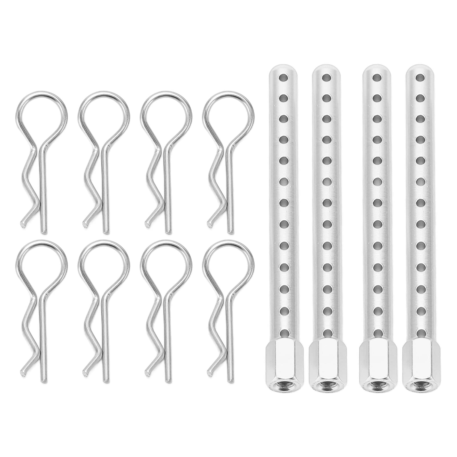 High Strength Aluminum Alloy RC Body Post for 1:10 Scale RC Cars - Compatible with HSP 94102, 94122, 194103, 94123 Models (Silver) | Durable Shell Column with Secure Buckle for Off-Road Racing & RC Car Upgrades