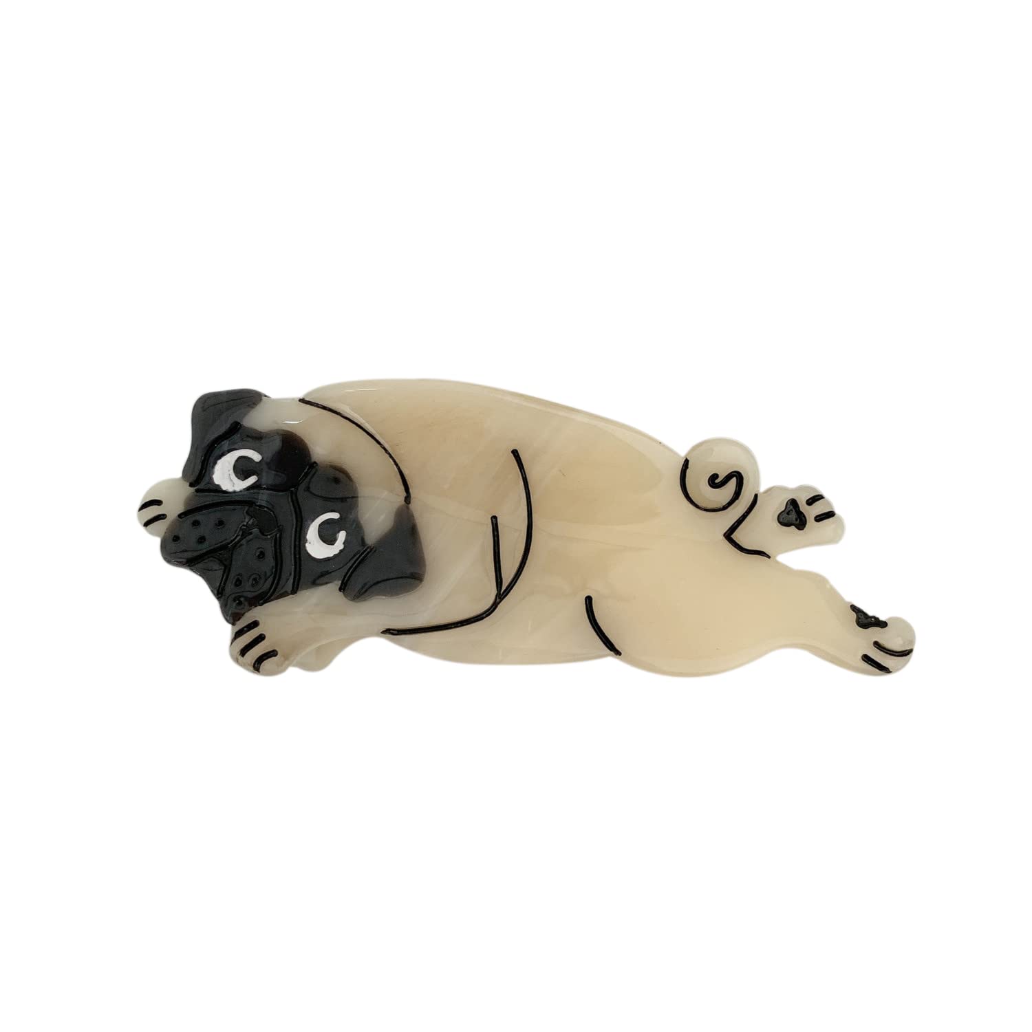 Cute Pug Dog Hair Clips for Women & Girls - Small Acetate Claw Hair Barrettes for Fine Hair - Perfect for School, Work, and Everyday Styling