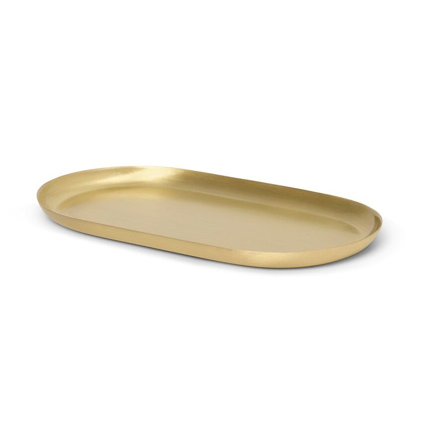 FERM LIVING Basho Oval Tray in Brass - Elegant Serving Tray for Dining, Bathroom Organization & Home Decor