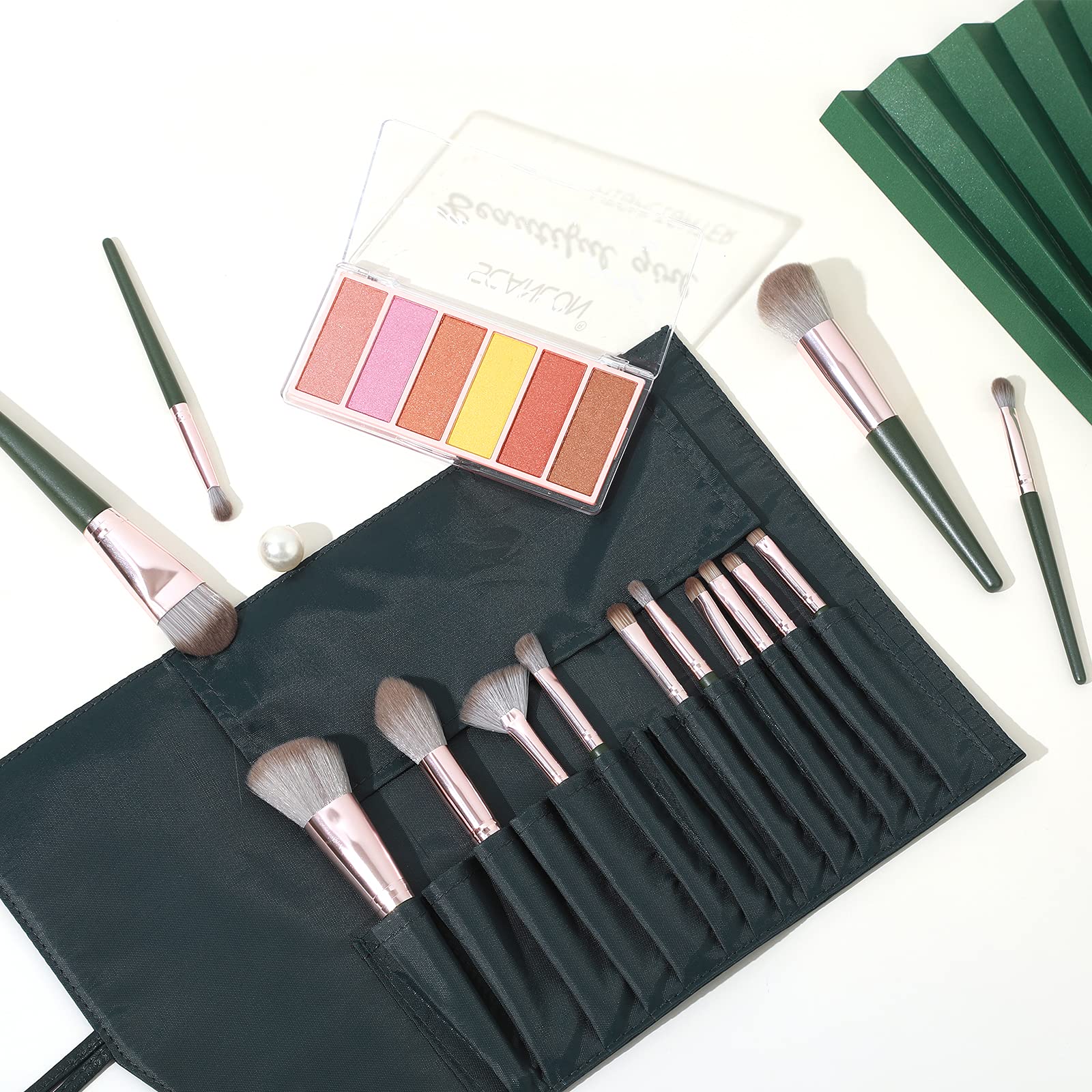 Premium Synthetic Makeup Brushes Set with Wooden Handle & Brush Bag - Professional Cosmetic Brush Kit for Women & Girls - Perfect for Daily Makeup, Contouring & Eyeshadow Application
